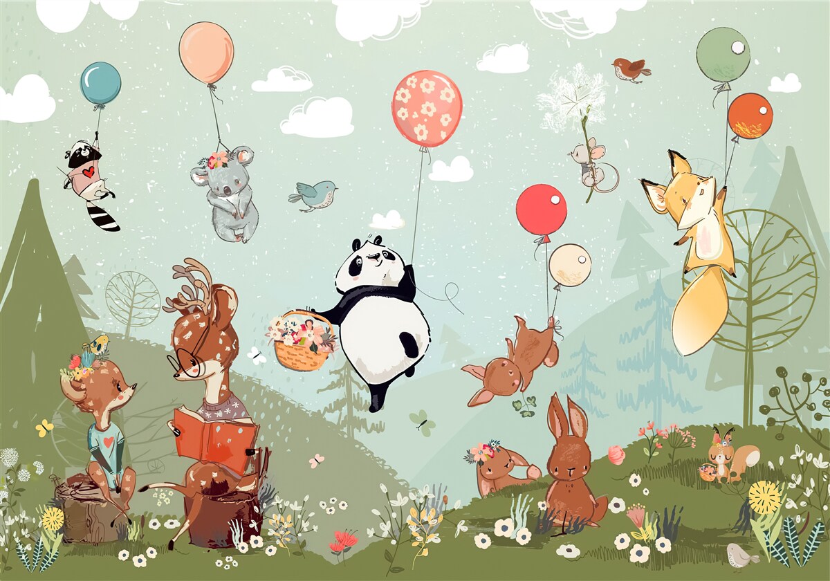 Papier peint les créatures de la nature voyagent en ballon
