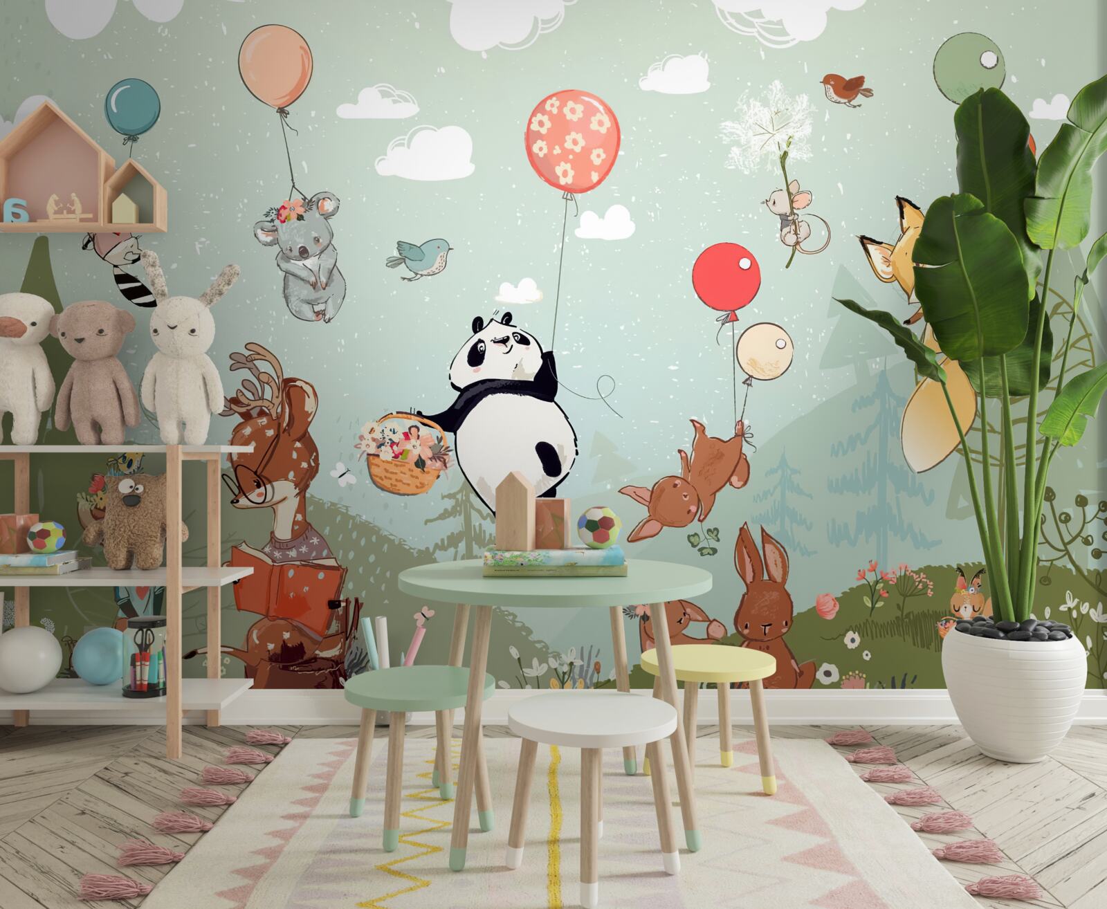 Papier peint les créatures de la nature voyagent en ballon