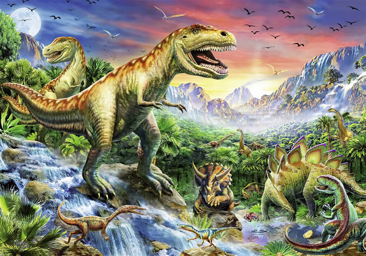 Papier peint des dinosaures au sommet des montagnes