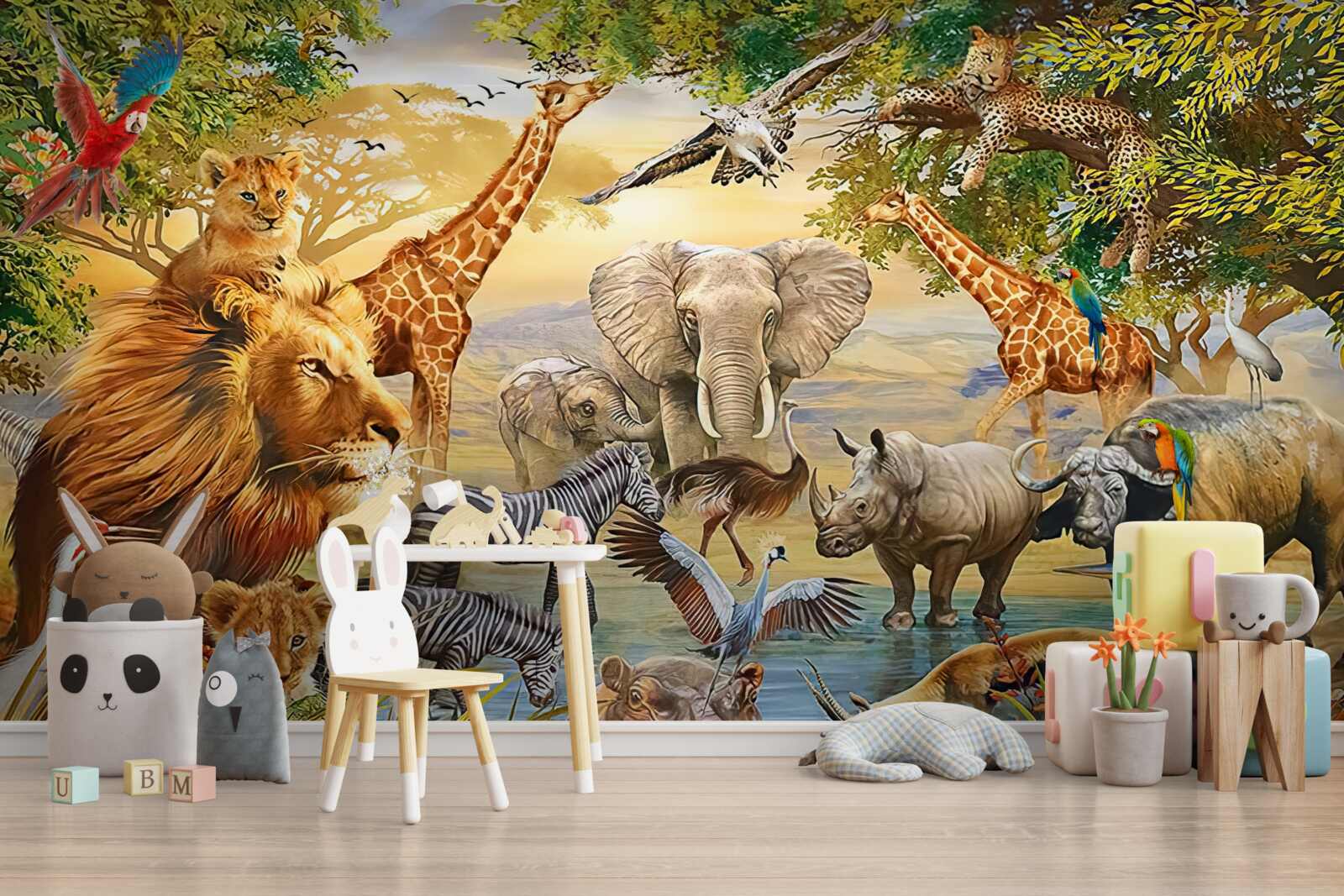 Papier peint animaux d'afrique près de l'étang
