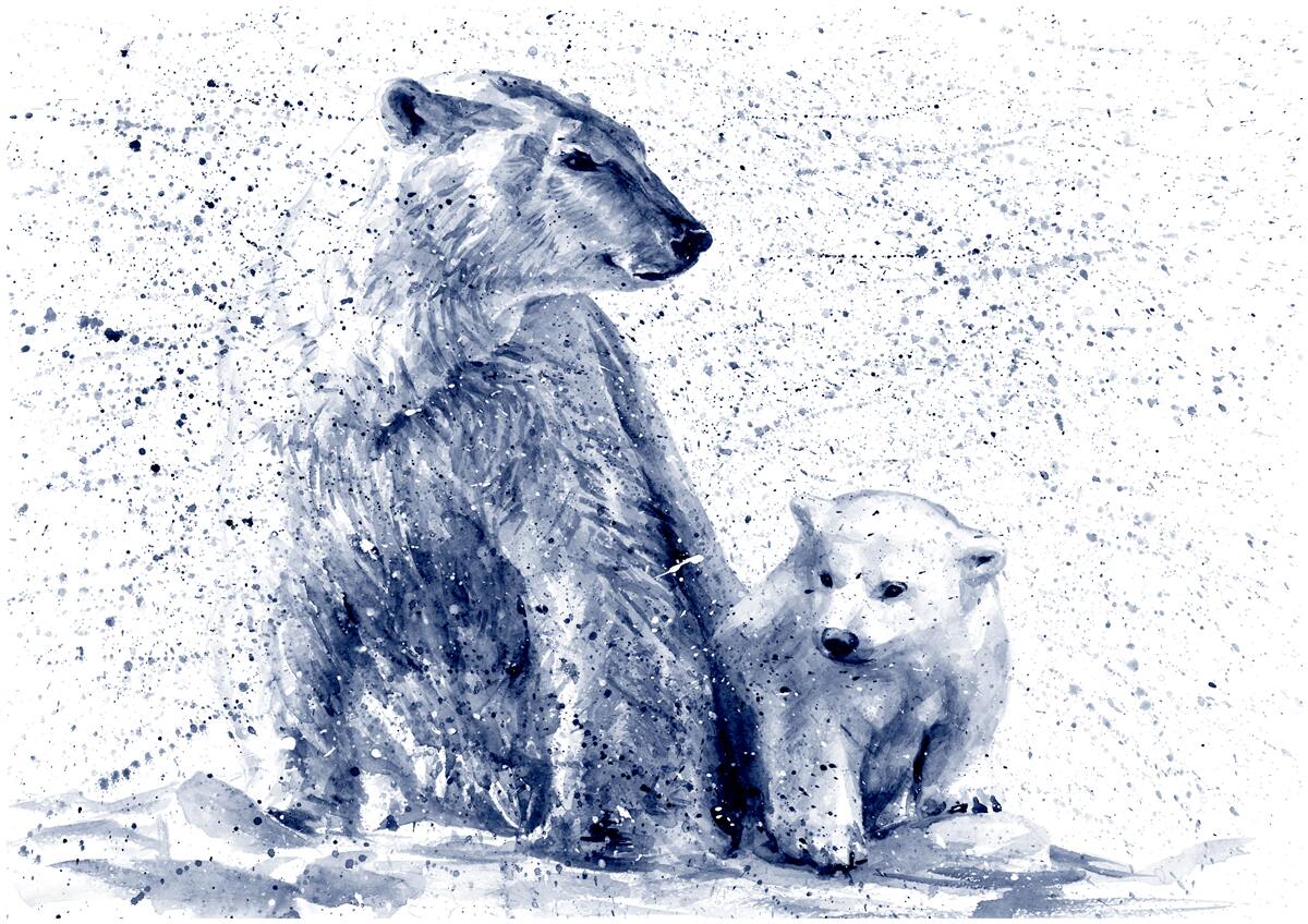 Papier peint ours polaires : mère et enfant