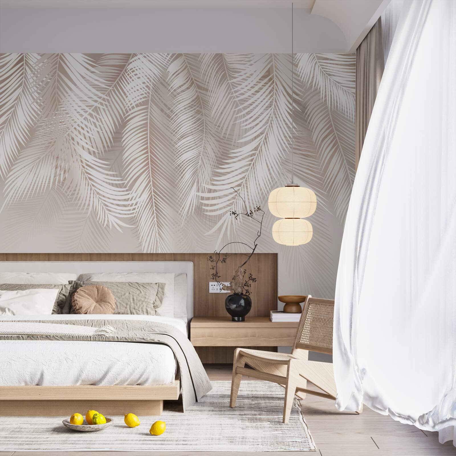 Papier peint plumes roses douces