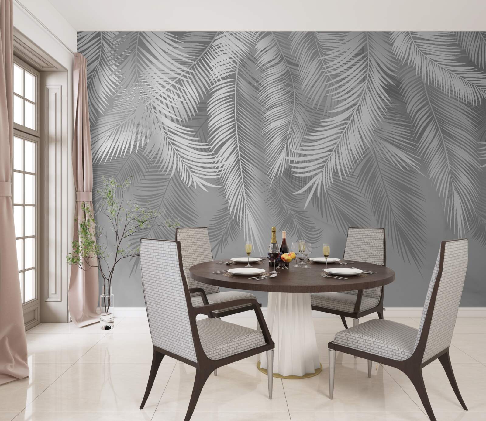 Papier peint feuilles tropicales