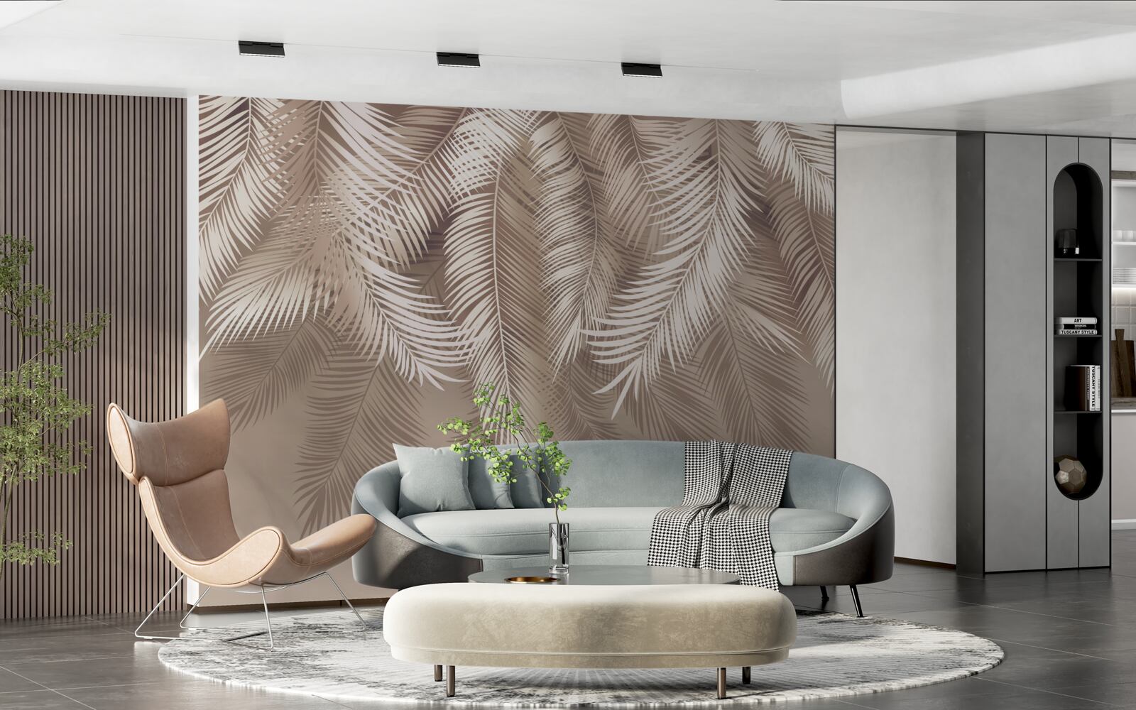 Papier peint grandes feuilles de palmier