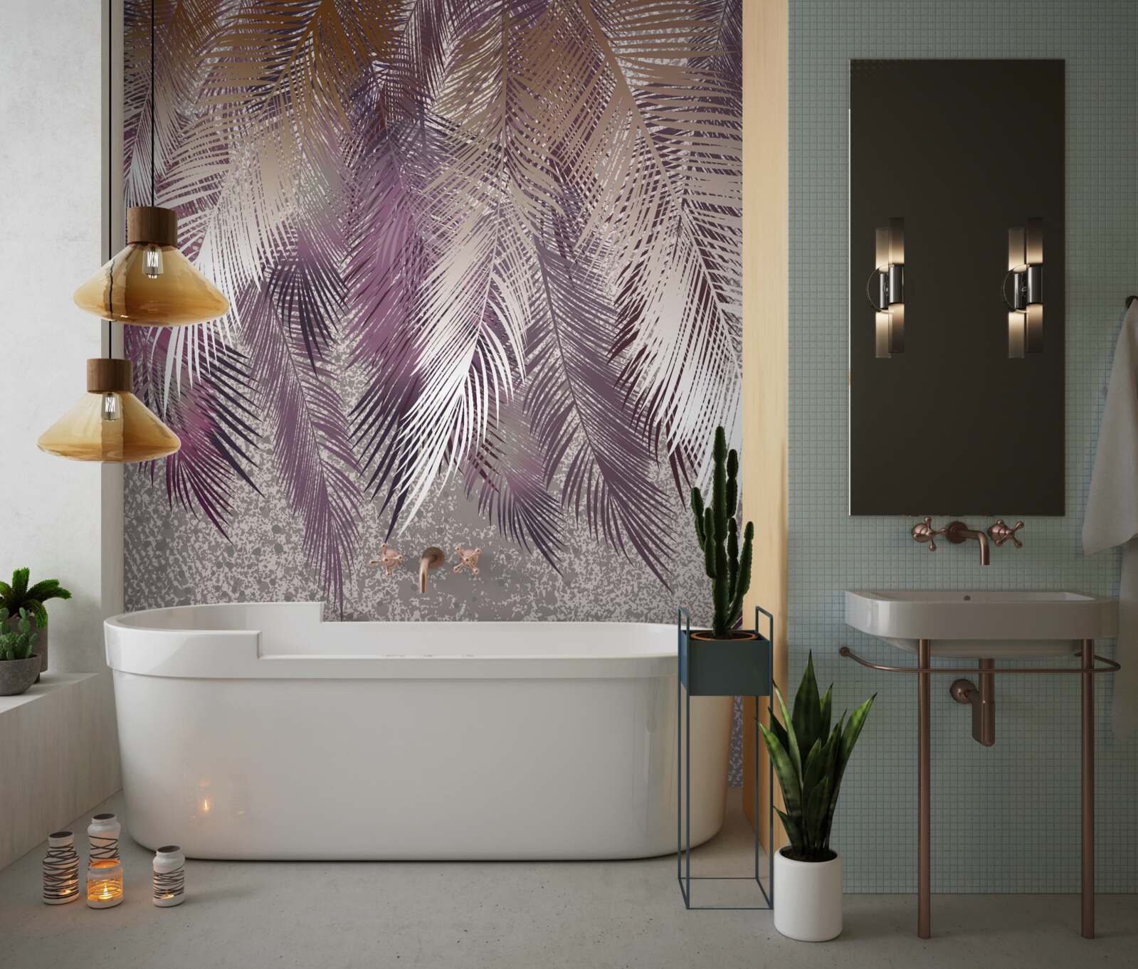Papier peint de lourdes plumes pendent