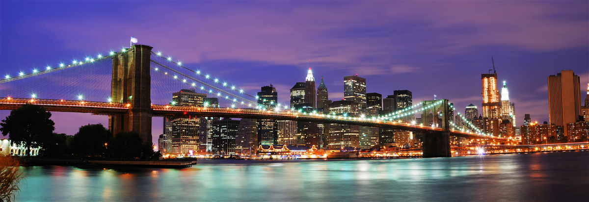Papier peint le pont de brooklyn illuminé la nuit