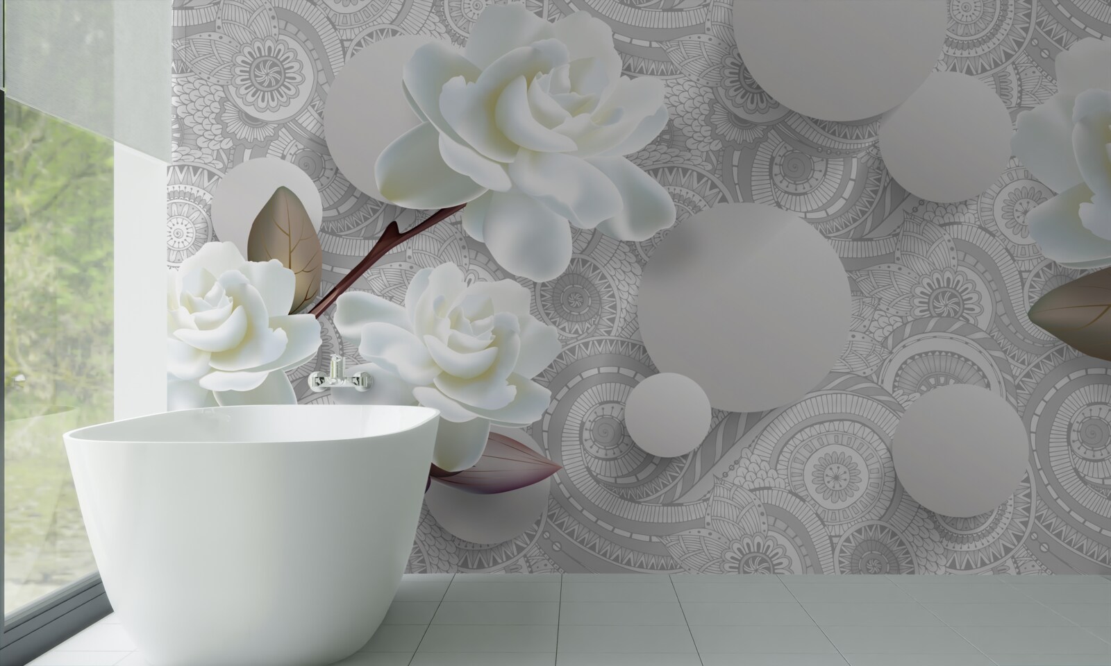Papier peint la beauté des boutons de fleurs blanches se reflète dans l'eau