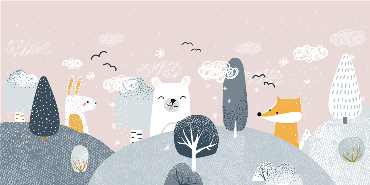 Papier peint animaux représentés dans la forêt