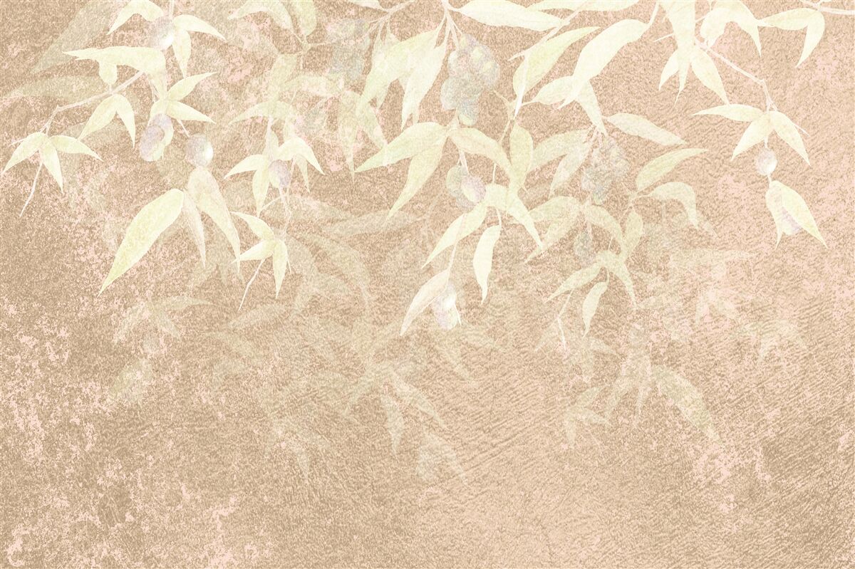 Papier peint fond brun décoré de feuilles