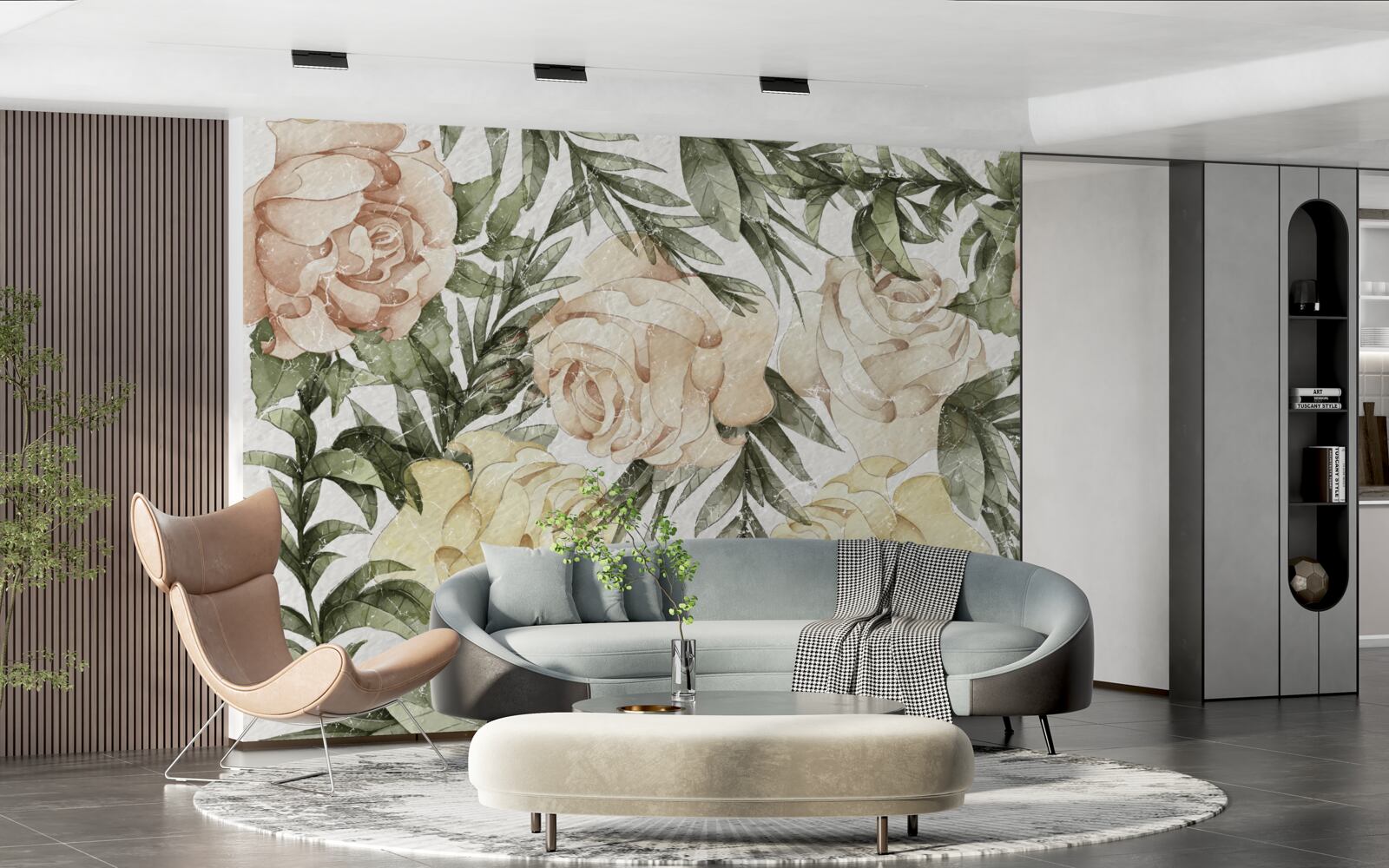 Papier peint roses de couleur vive