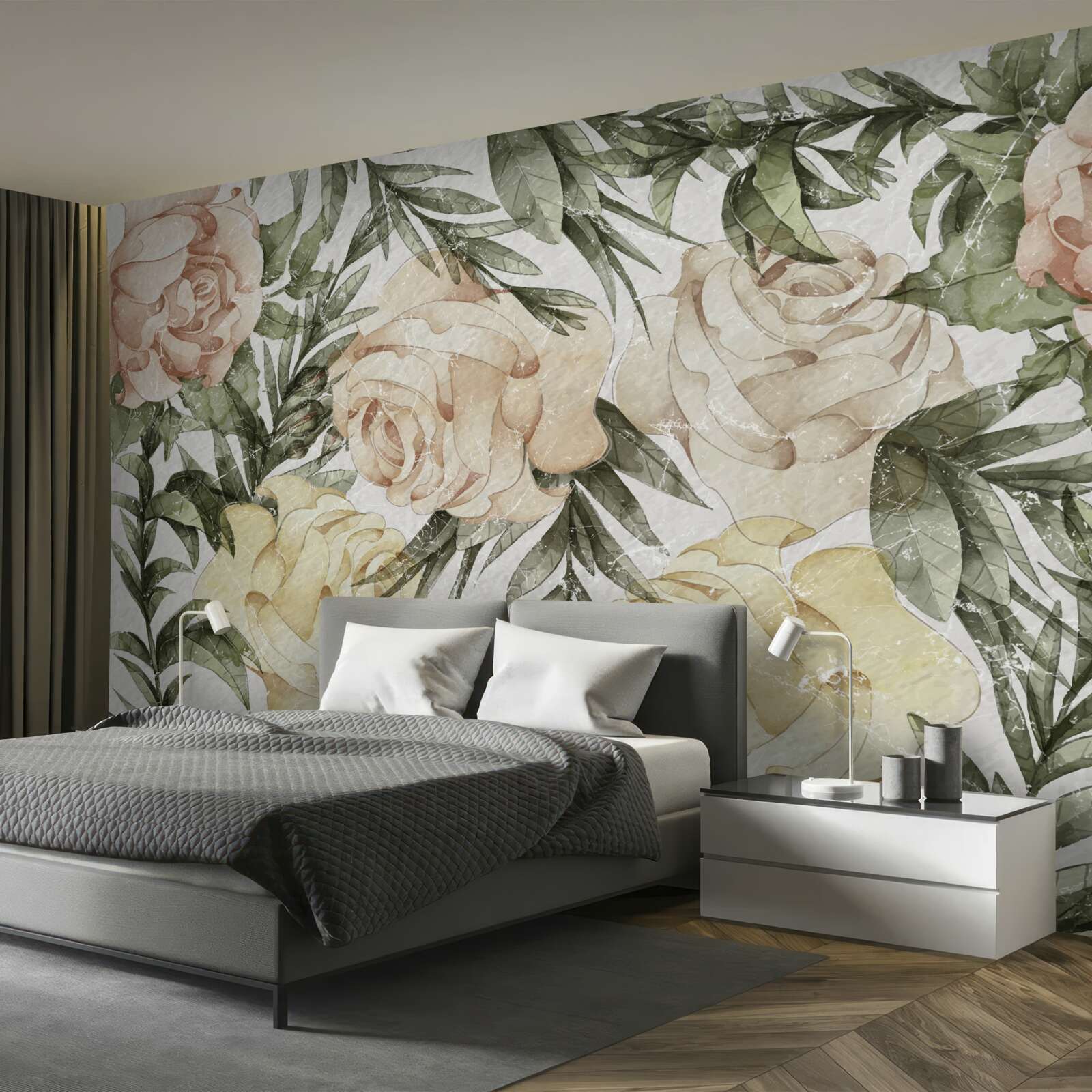 Papier peint roses de couleur vive