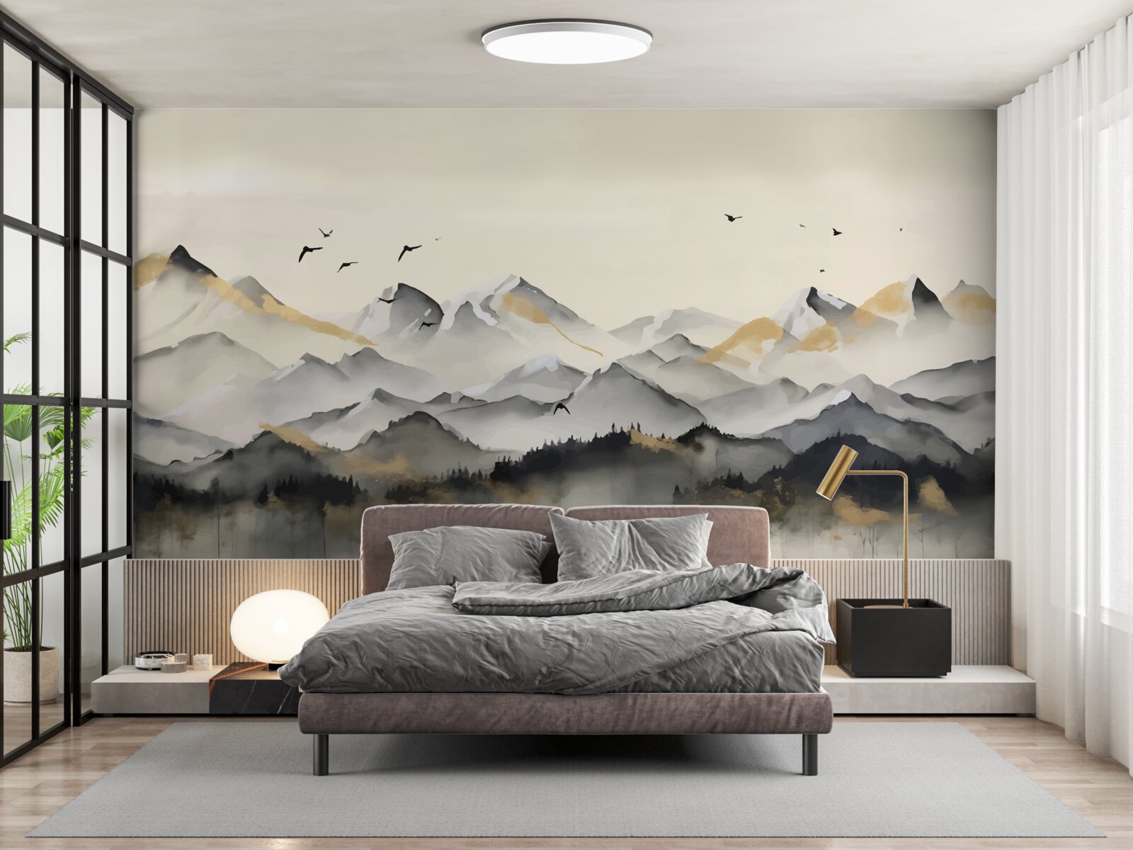 Papier peint montagnes brumeuses