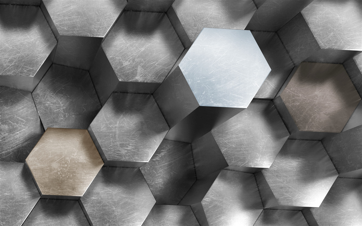 Papier peint cylindres de forme hexagonale qui flottent et sont allongés