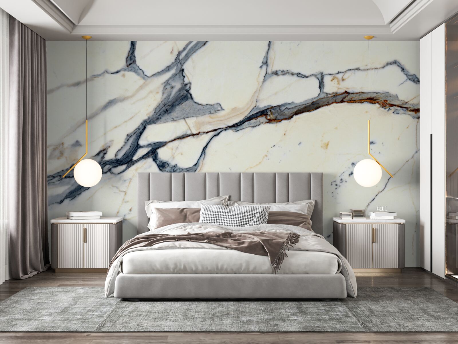 Papier peint marbre clair avec infusions noires
