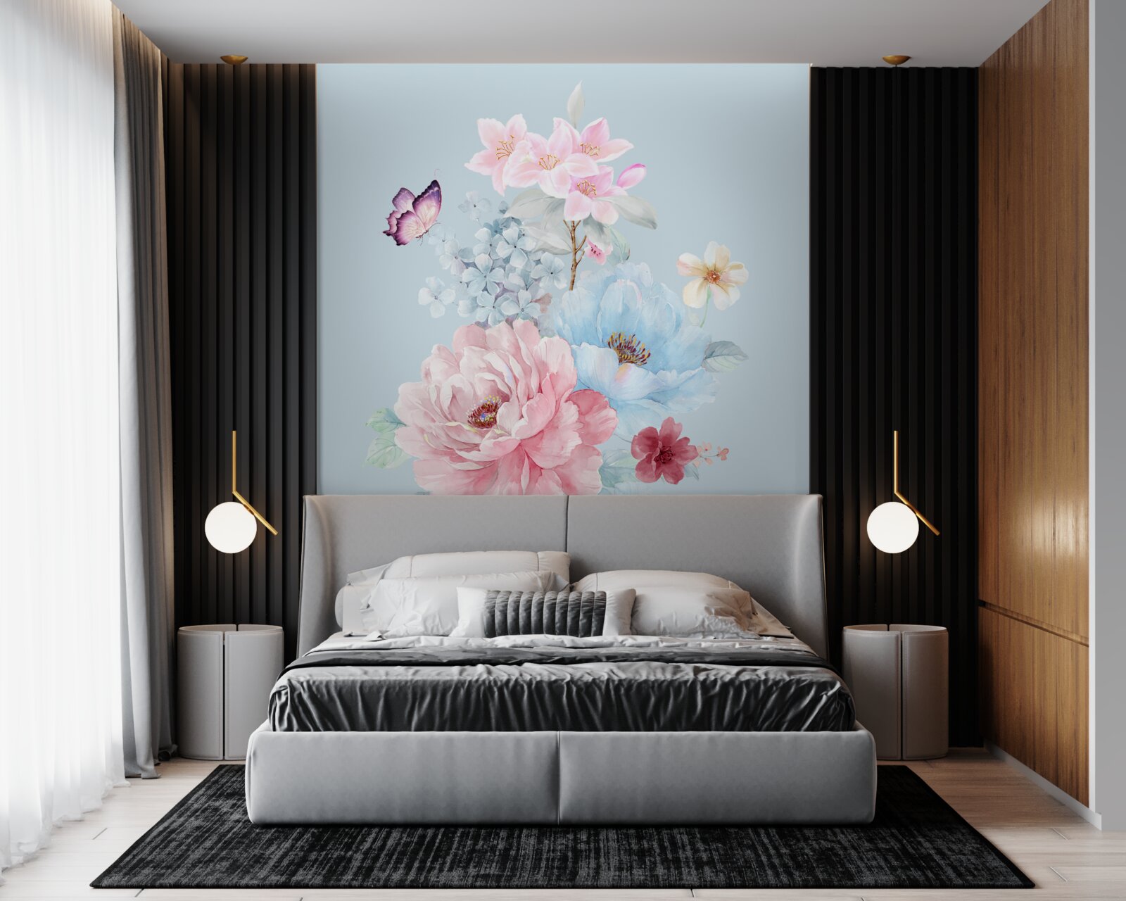 Papier peint charmante guirlande de fleurs d'été