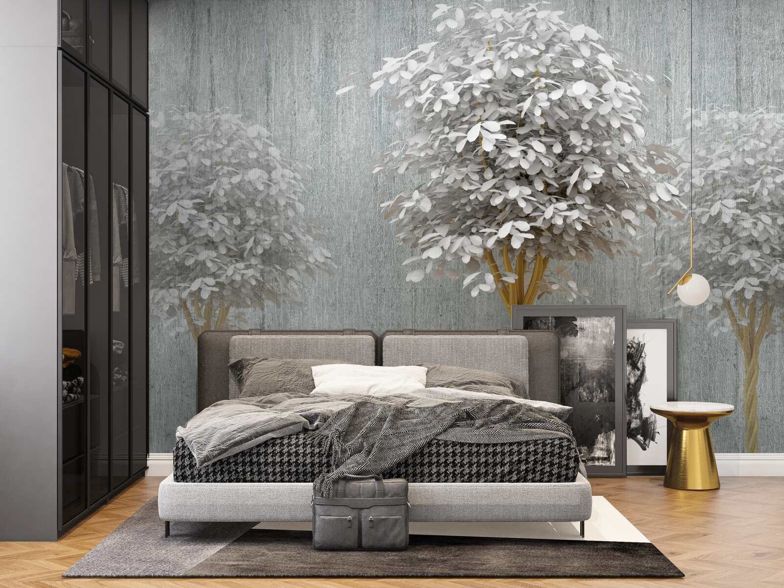 Papier peint des arbres à fleurs d'une blancheur de neige