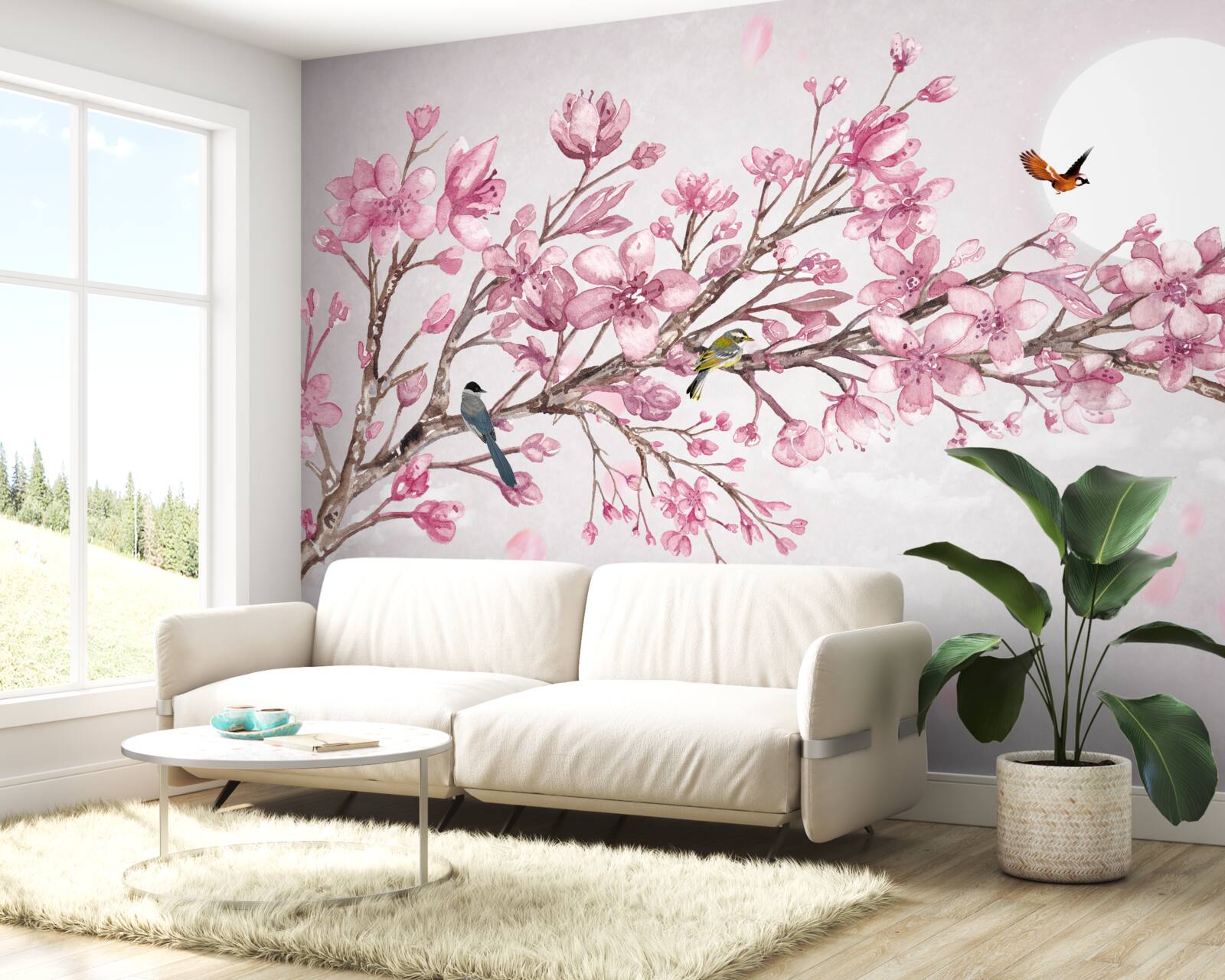 Papier peint magnolia rose à couper le souffle, rayonnant lors d'une journée ensoleillée