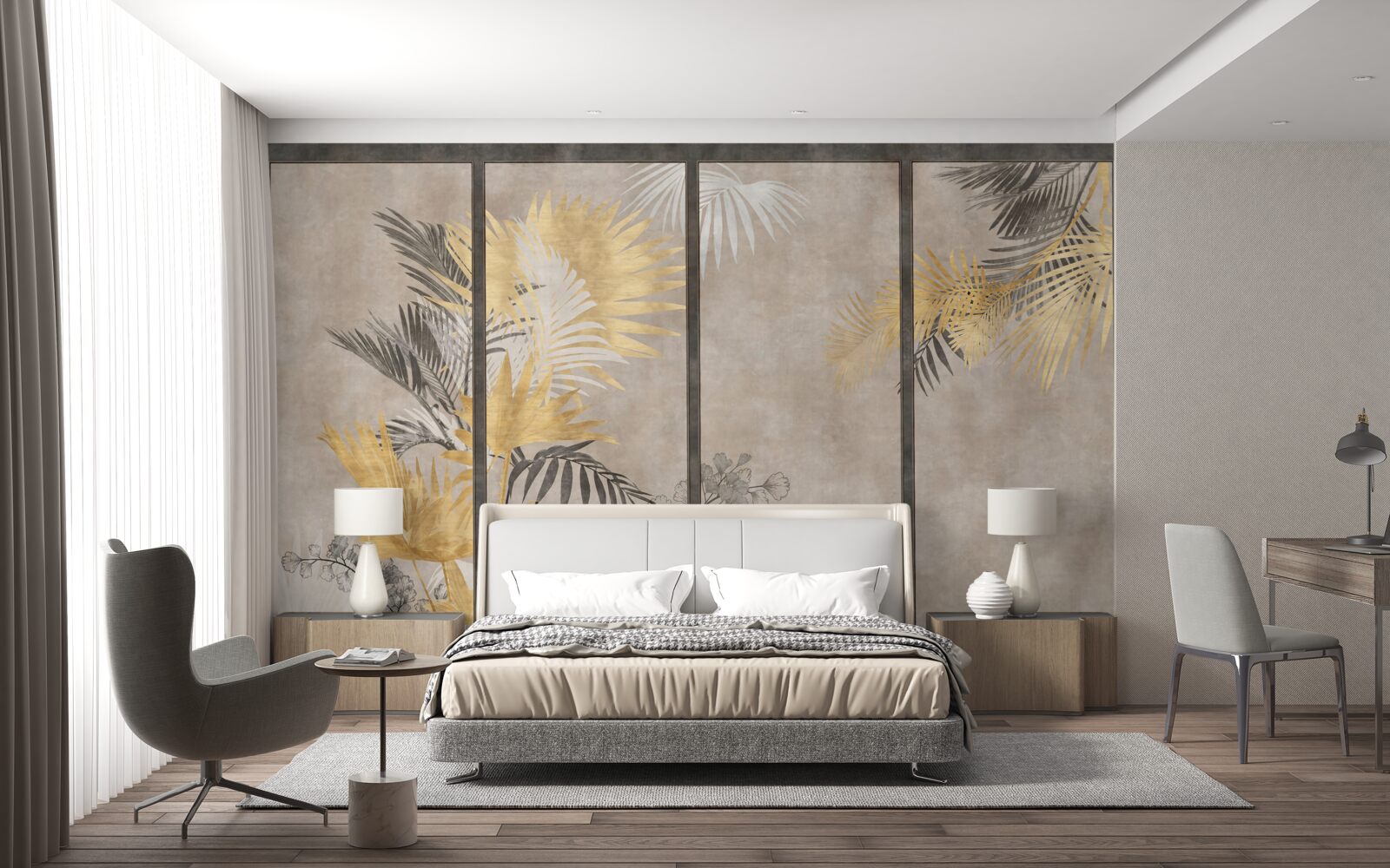 Papier peint représentation abstraite d'une forêt tropicale dans un format modulaire