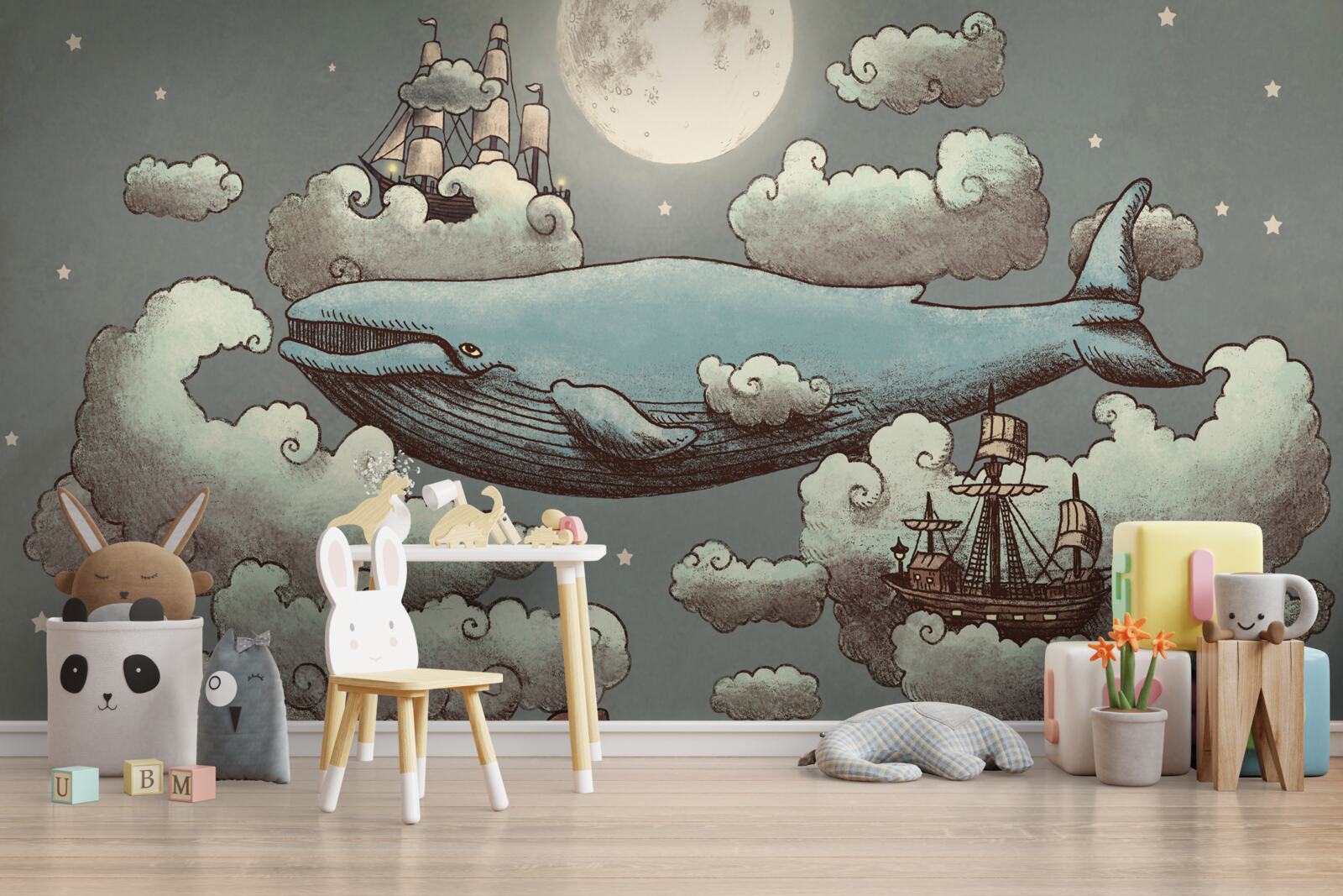 Papier peint cachalot géant parmi les nuages
