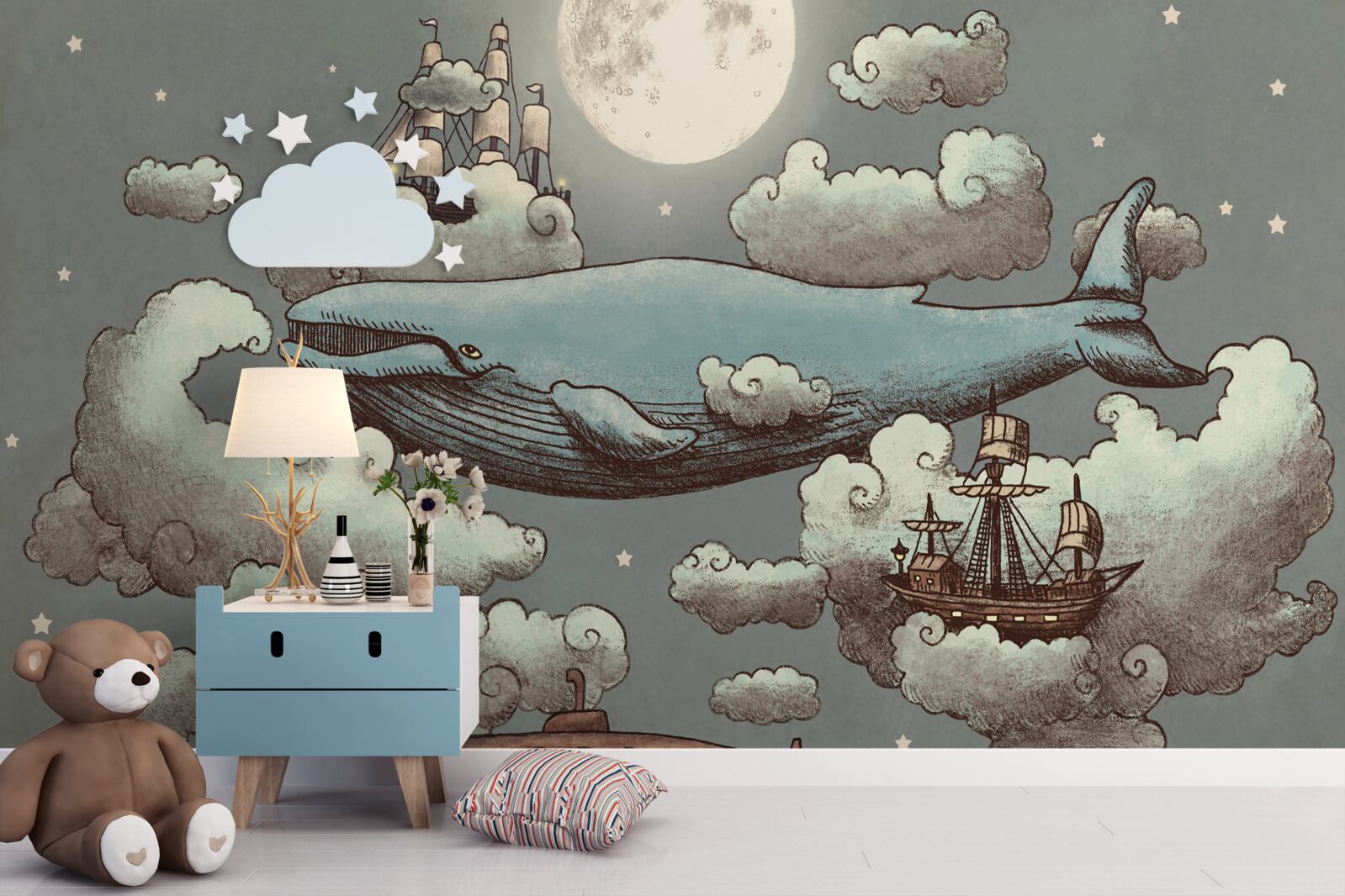 Papier peint cachalot géant parmi les nuages