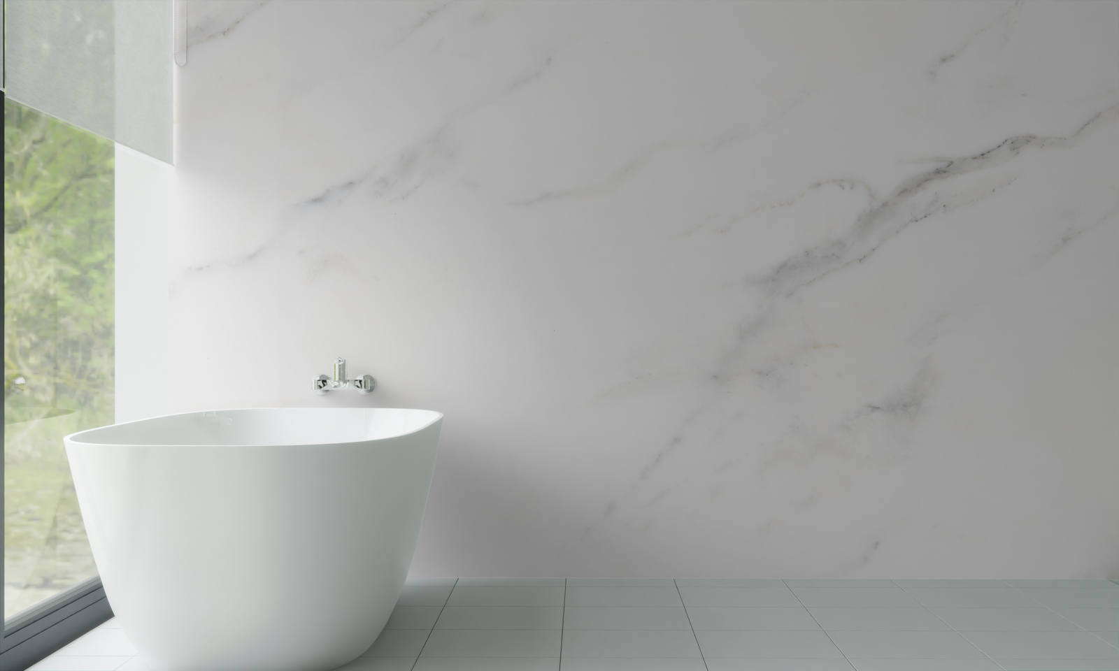 Papier peint marbre blanc avec motifs ondulés gris