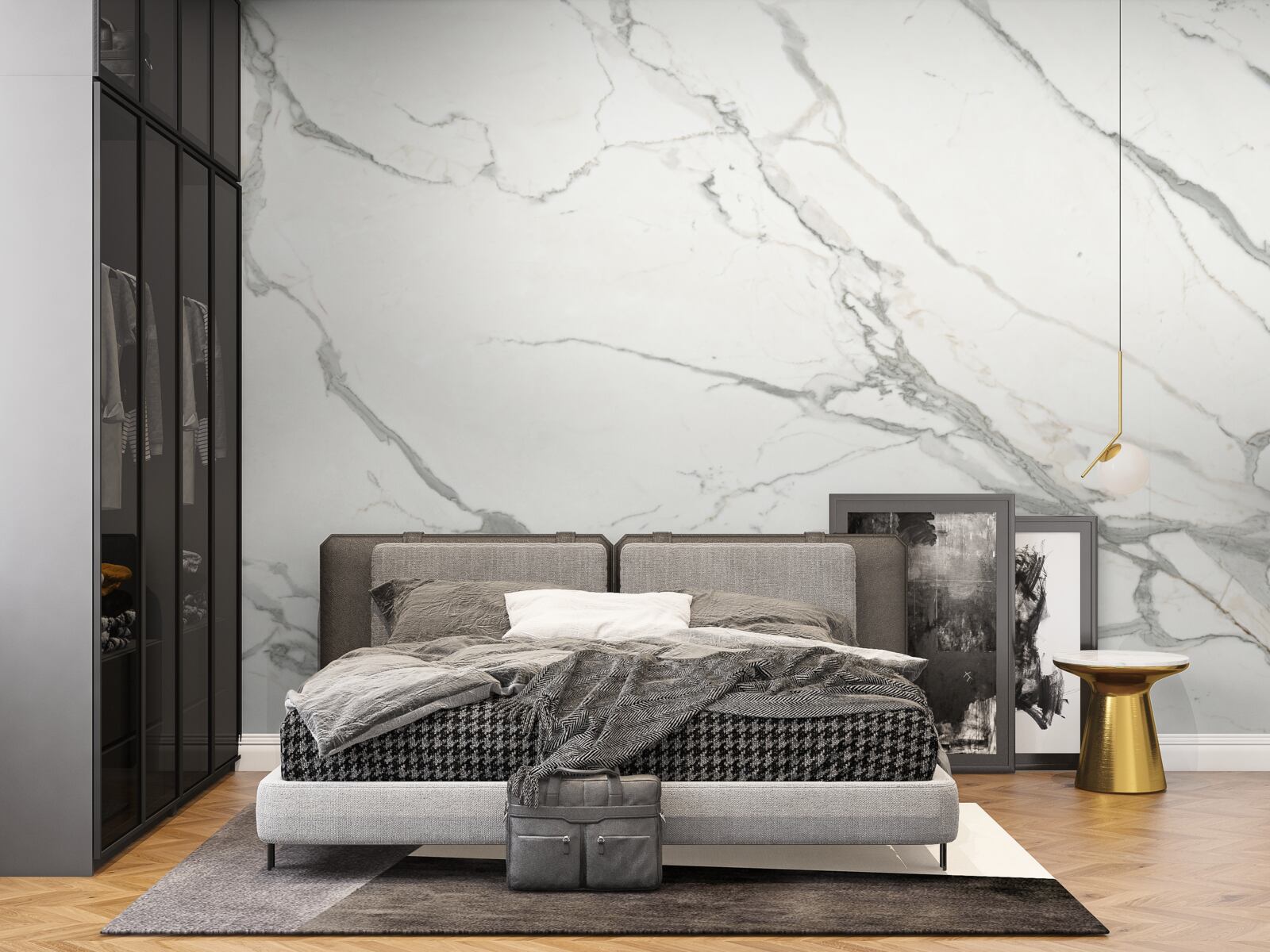 Papier peint carreaux de porcelaine blanche avec marquage gris