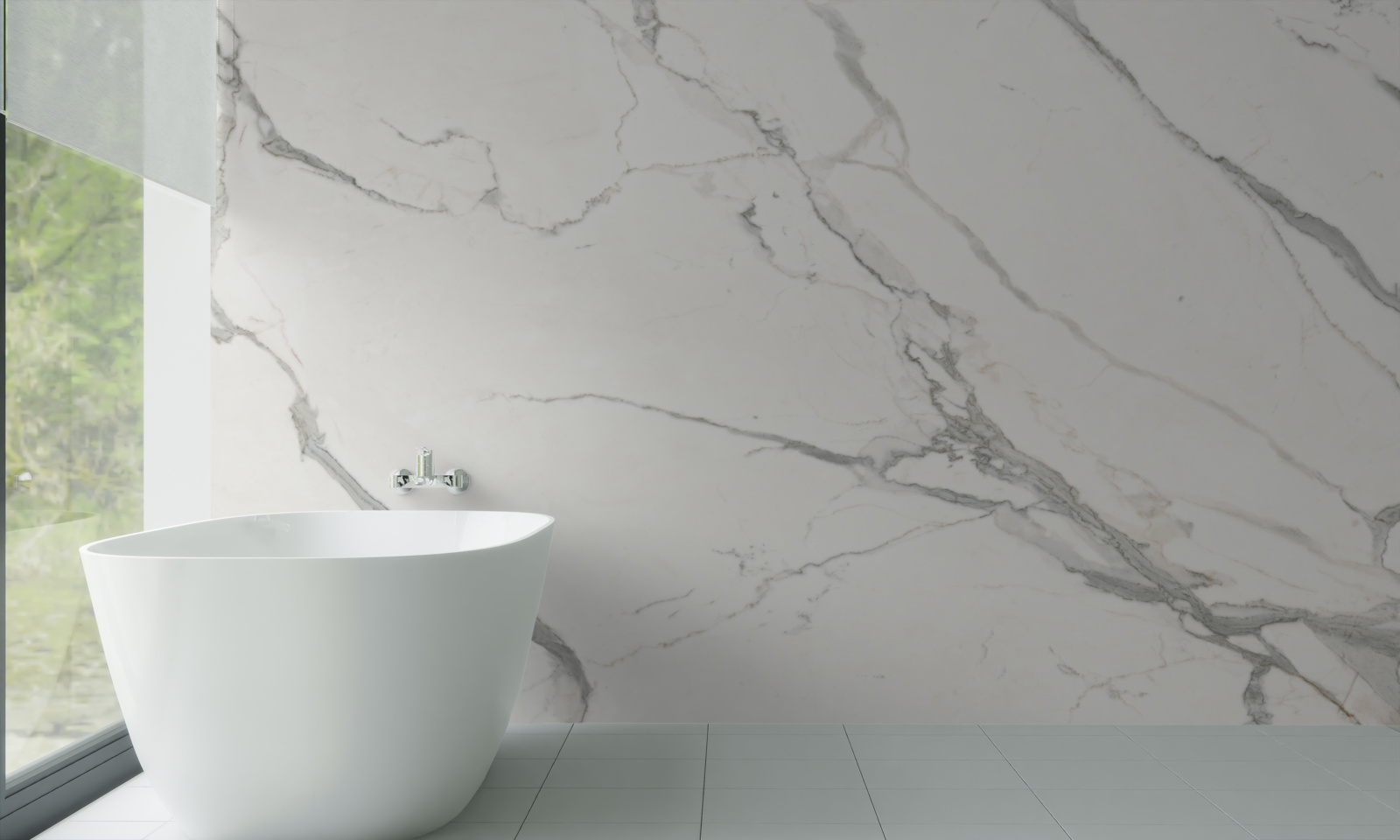 Papier peint carreaux de porcelaine blanche avec marquage gris