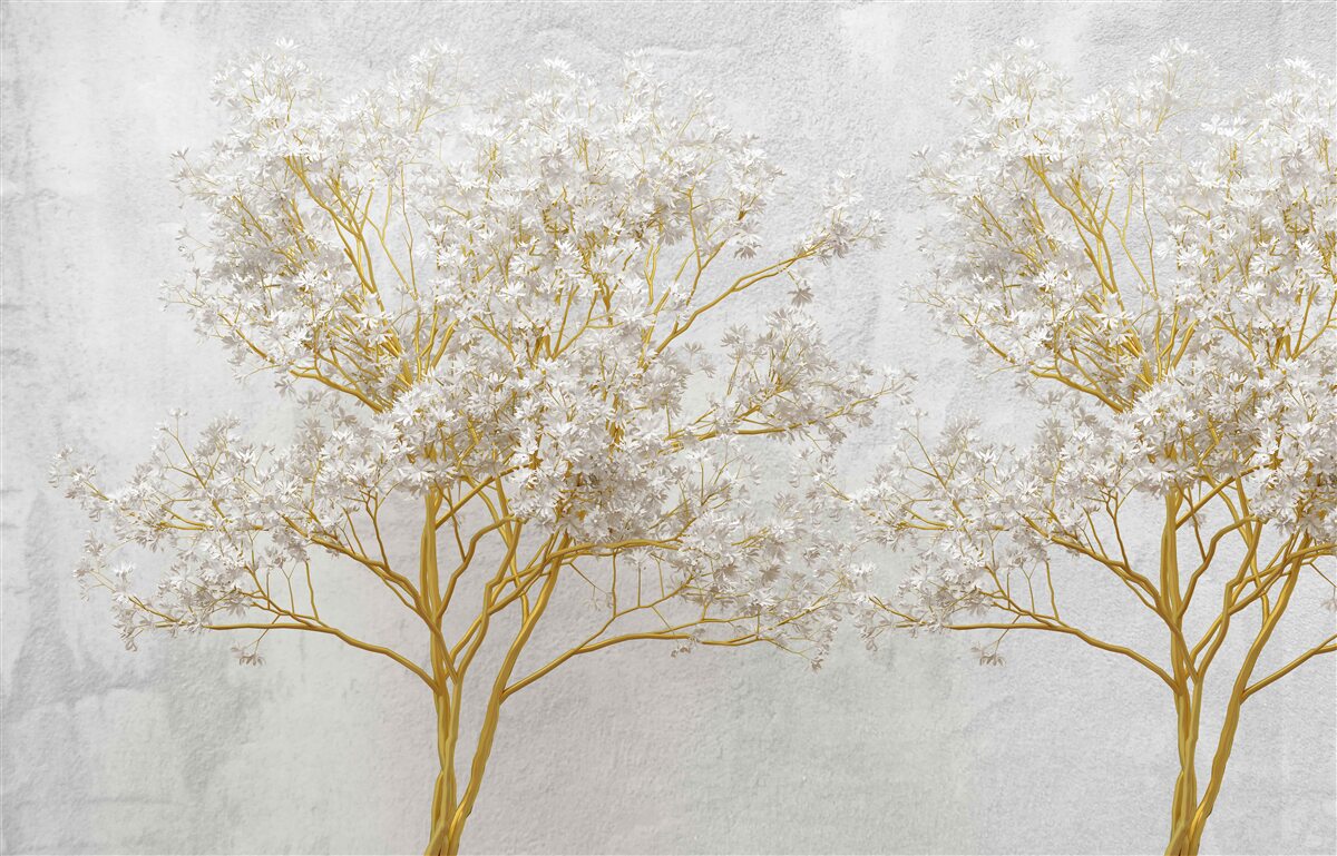 Papier peint arbres blancs en automne