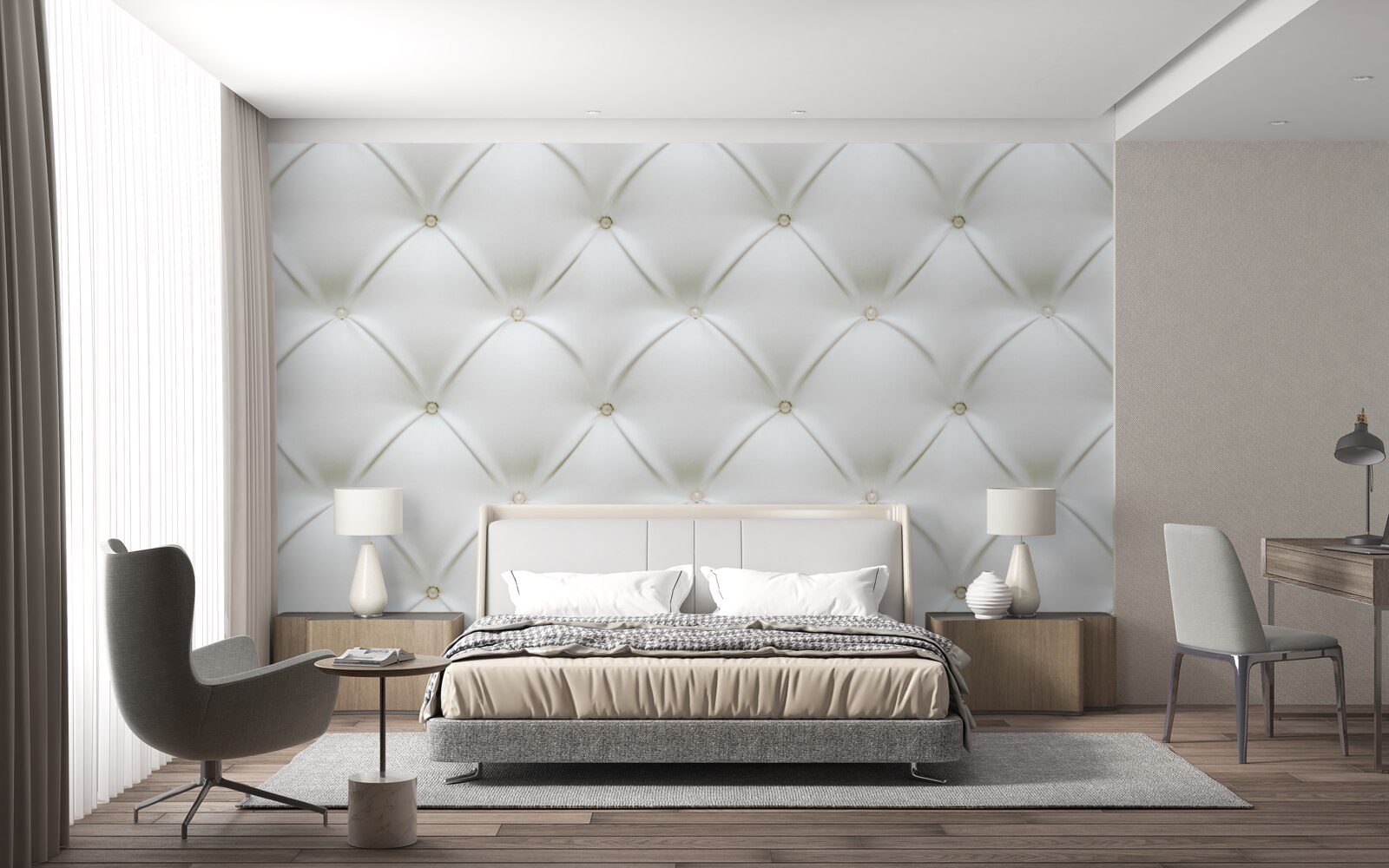 Papier peint Texture avec des perles dorées dans un design tridimensionnel