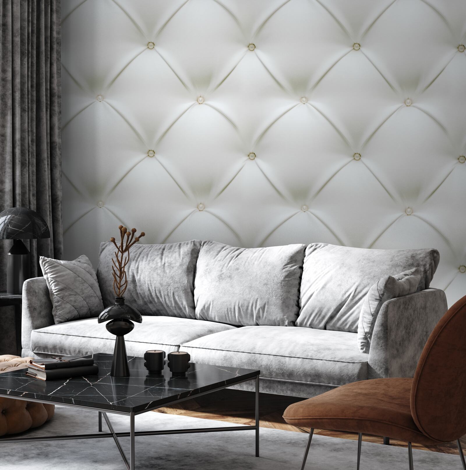 Papier peint Texture avec des perles dorées dans un design tridimensionnel