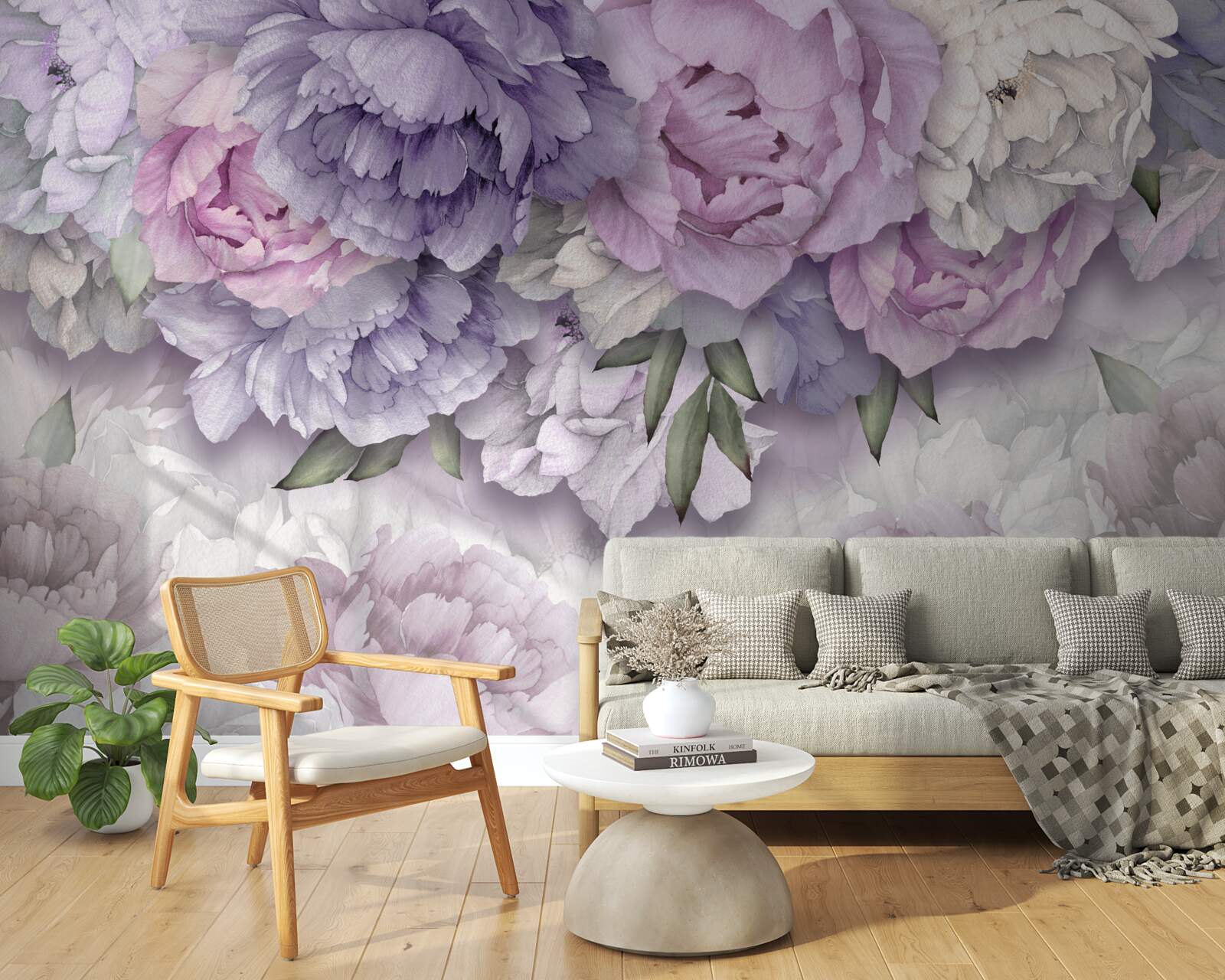 Papier peint des fleurs d'une délicate teinte lilas