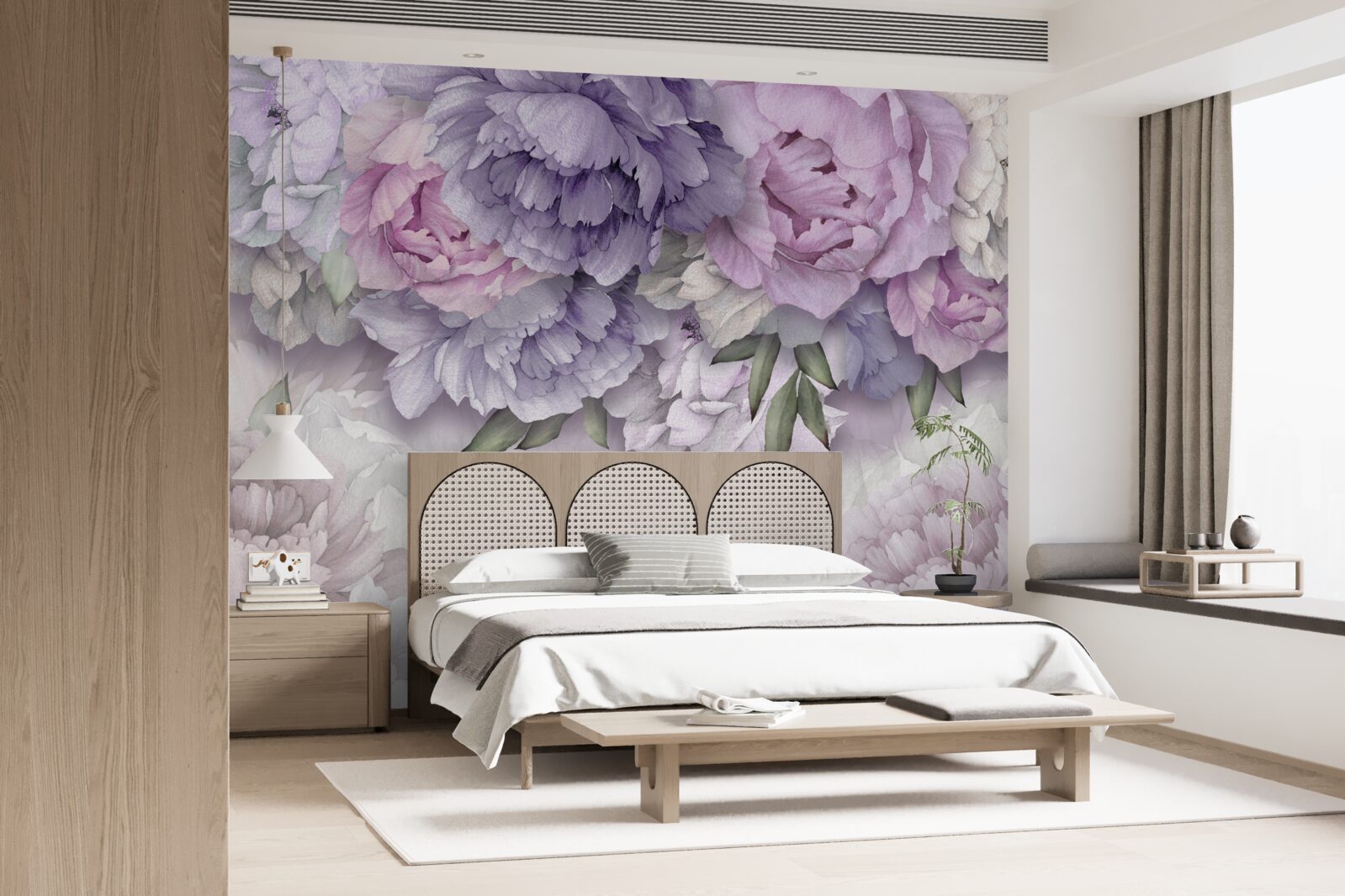 Papier peint des fleurs d'une délicate teinte lilas