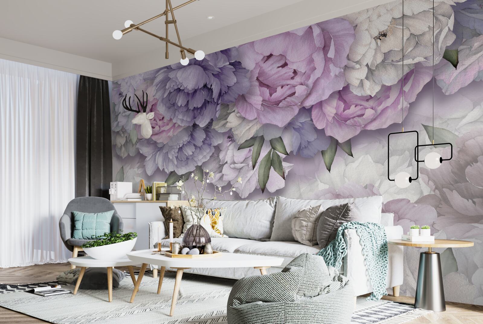 Papier peint des fleurs d'une délicate teinte lilas