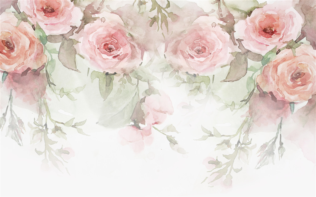 Papier peint d'énormes fleurs roses pendent