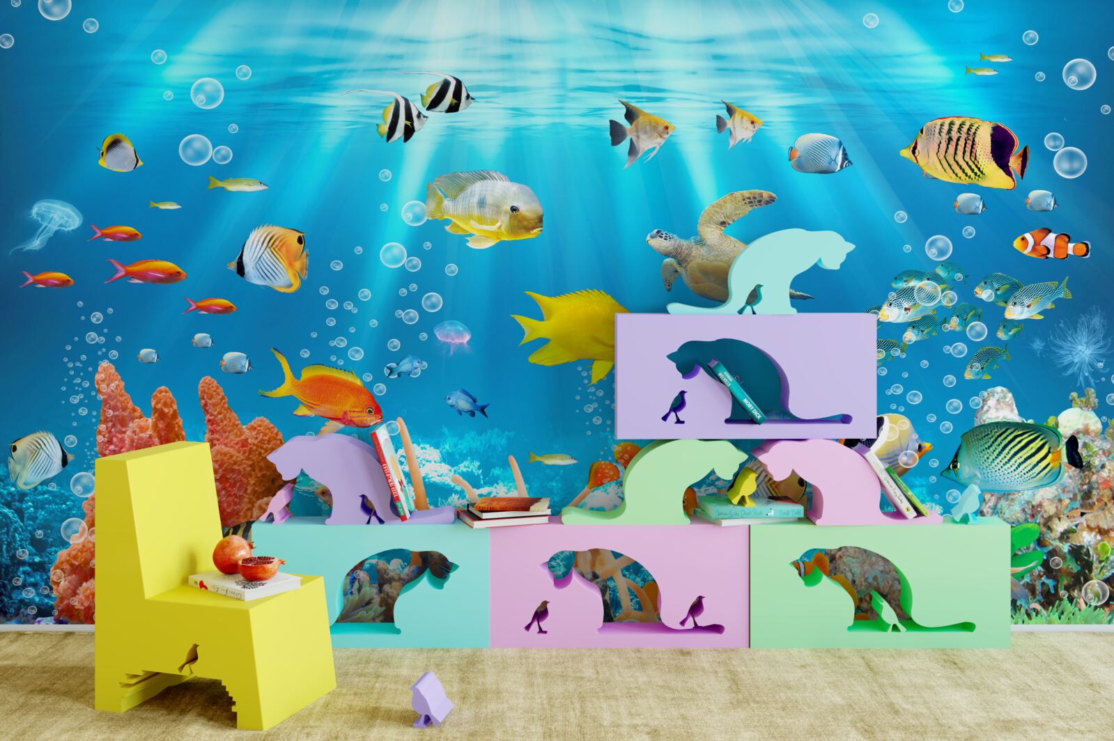 Papier peint le monde vibrant des profondeurs sous-marines