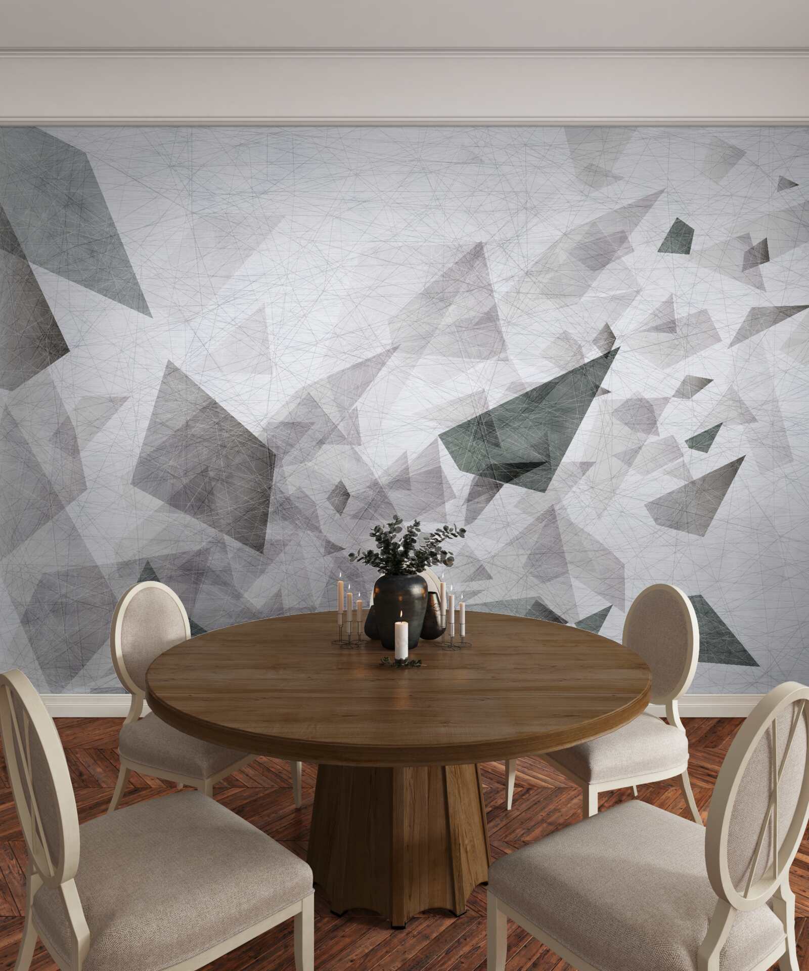 Papier peint fond gris avec motif de fil abstrait