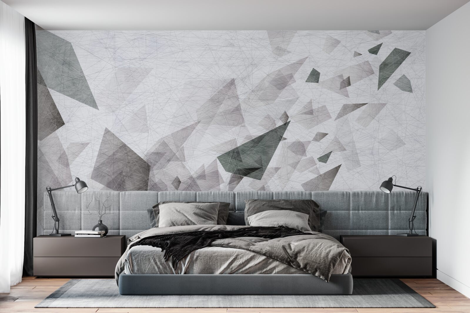 Papier peint fond gris avec motif de fil abstrait