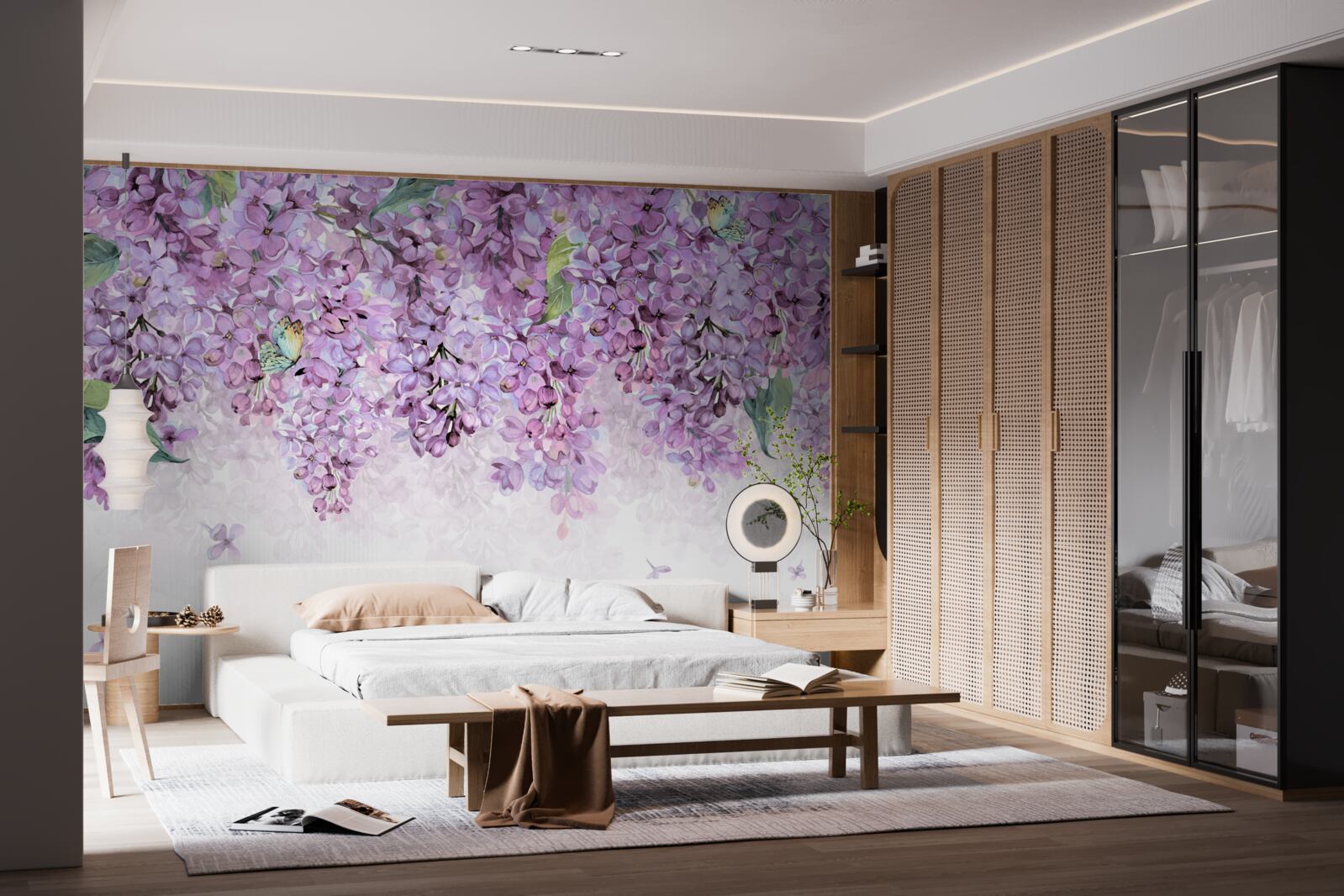 Papier peint mur violet clair lilas
