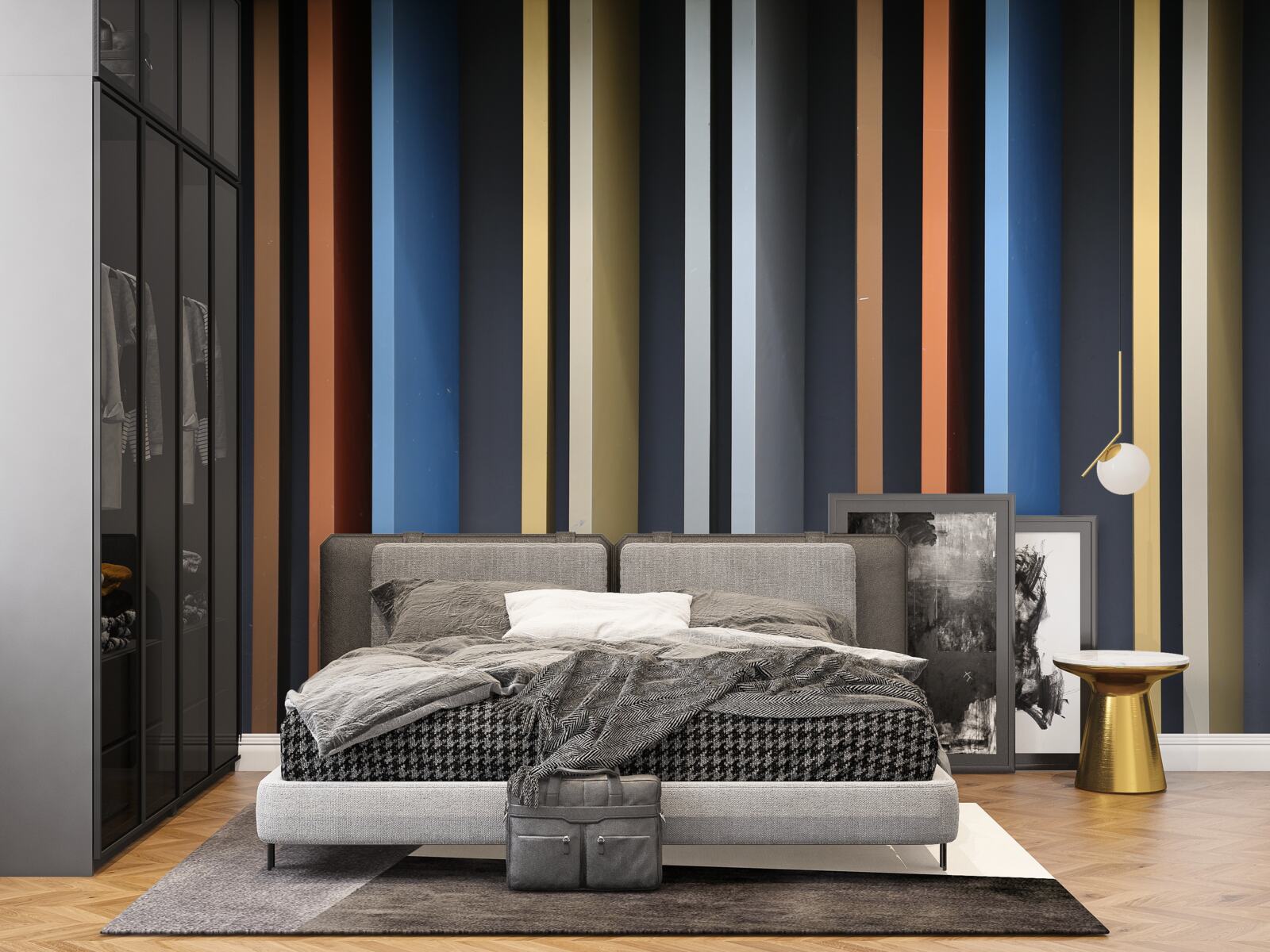 Papier peint des lignes de couleurs vives qui s'étendent verticalement