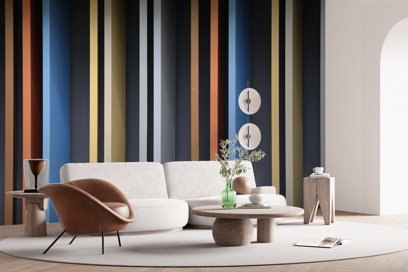 Papier peint des lignes de couleurs vives qui s'étendent verticalement