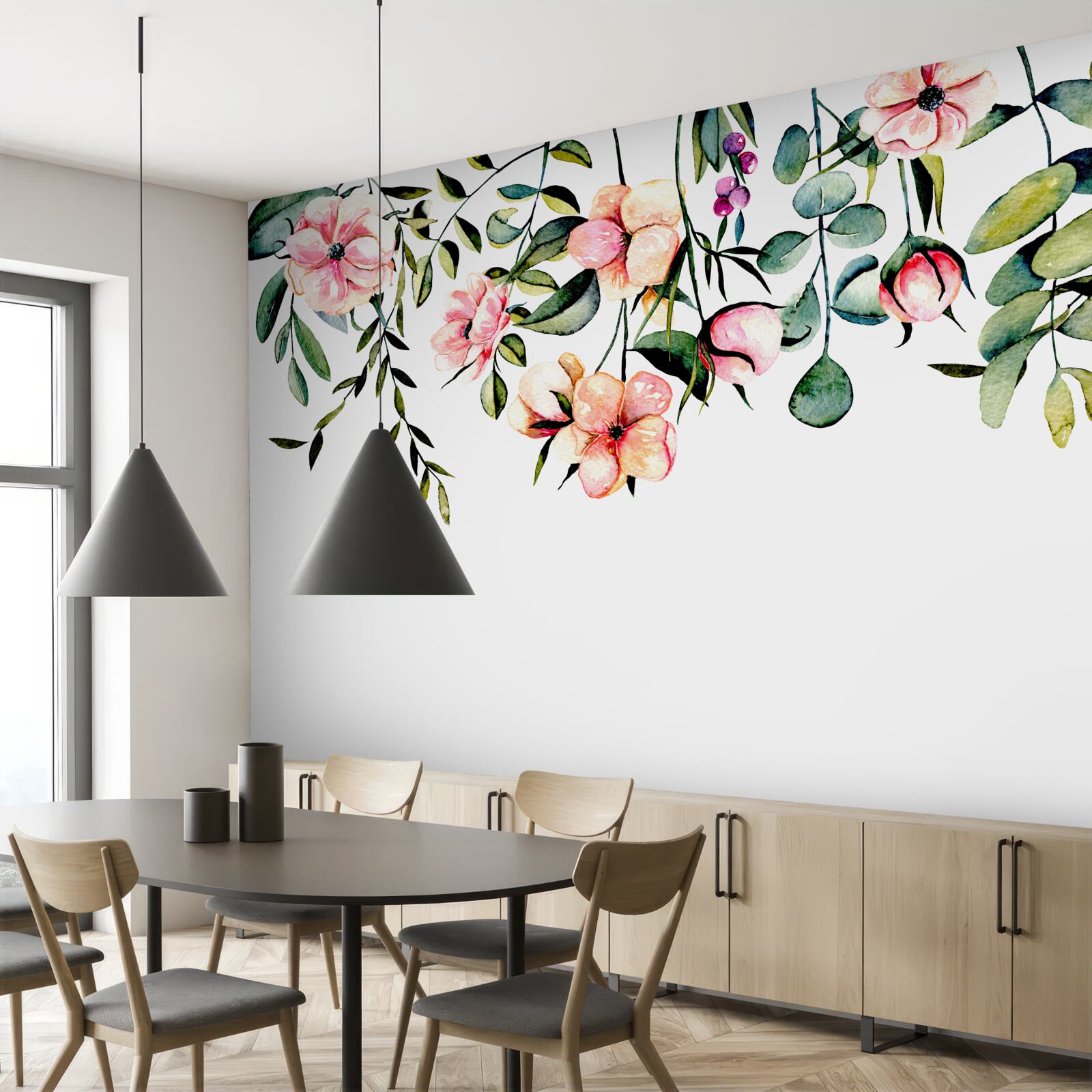 Papier peint fleurs poussant en été