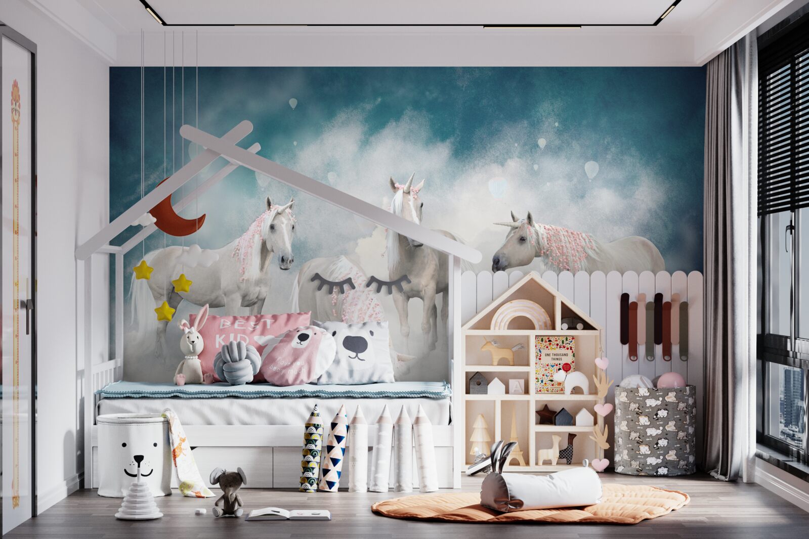 Papier peint des nuages pleins de licornes