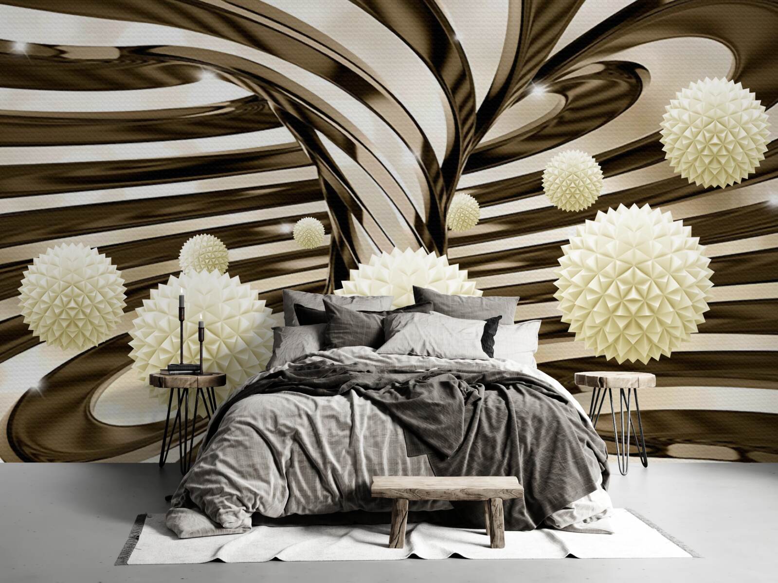 Papier peint L'arrière-plan abstrait est décoré de boules de lumière flottantes.