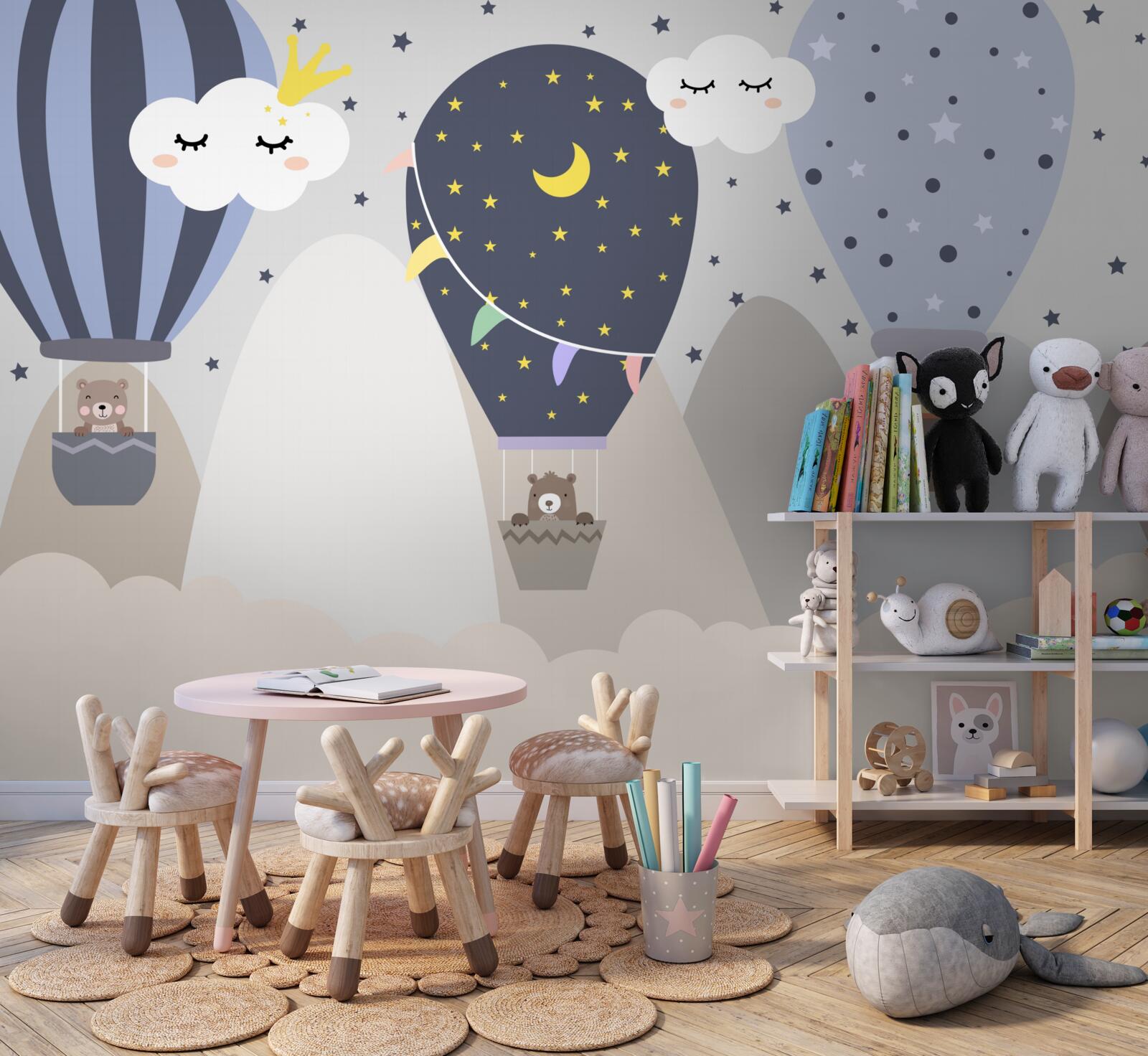Papier peint les animaux flottent dans les ballons
