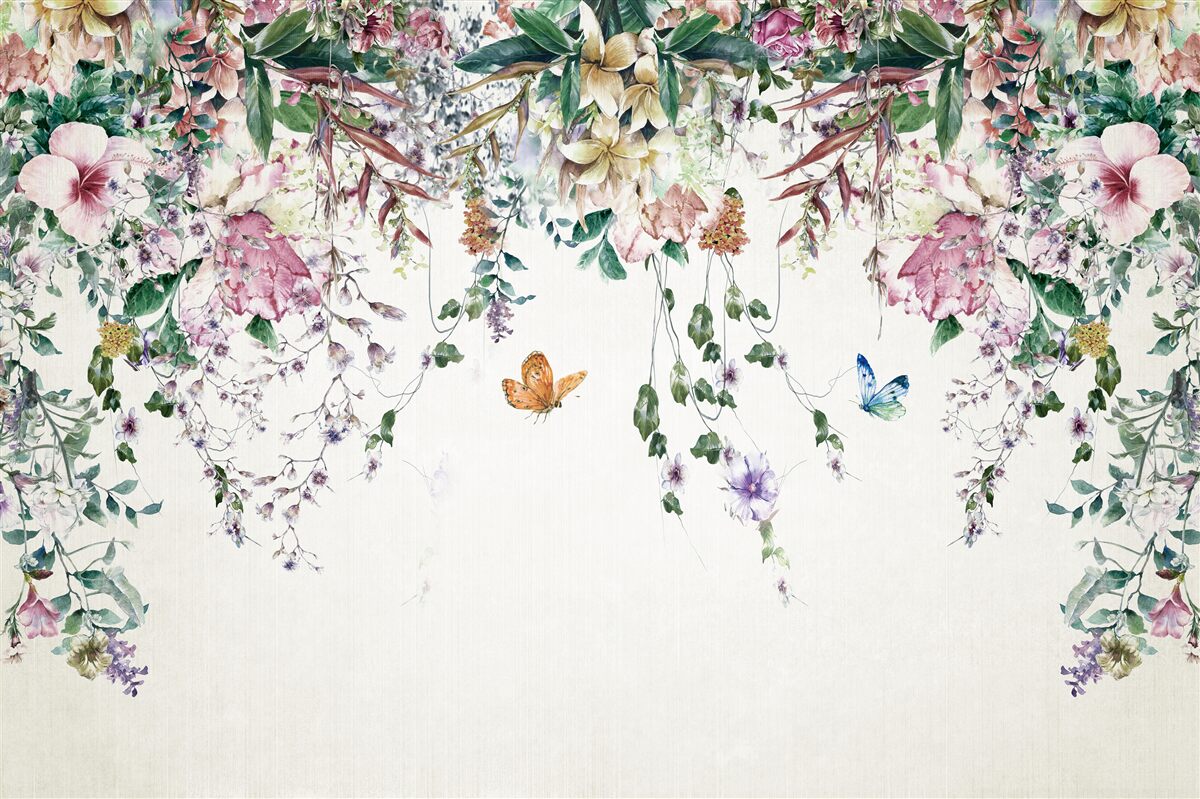 Papier peint un jardin où les plantes de terre s'épanouissent en été