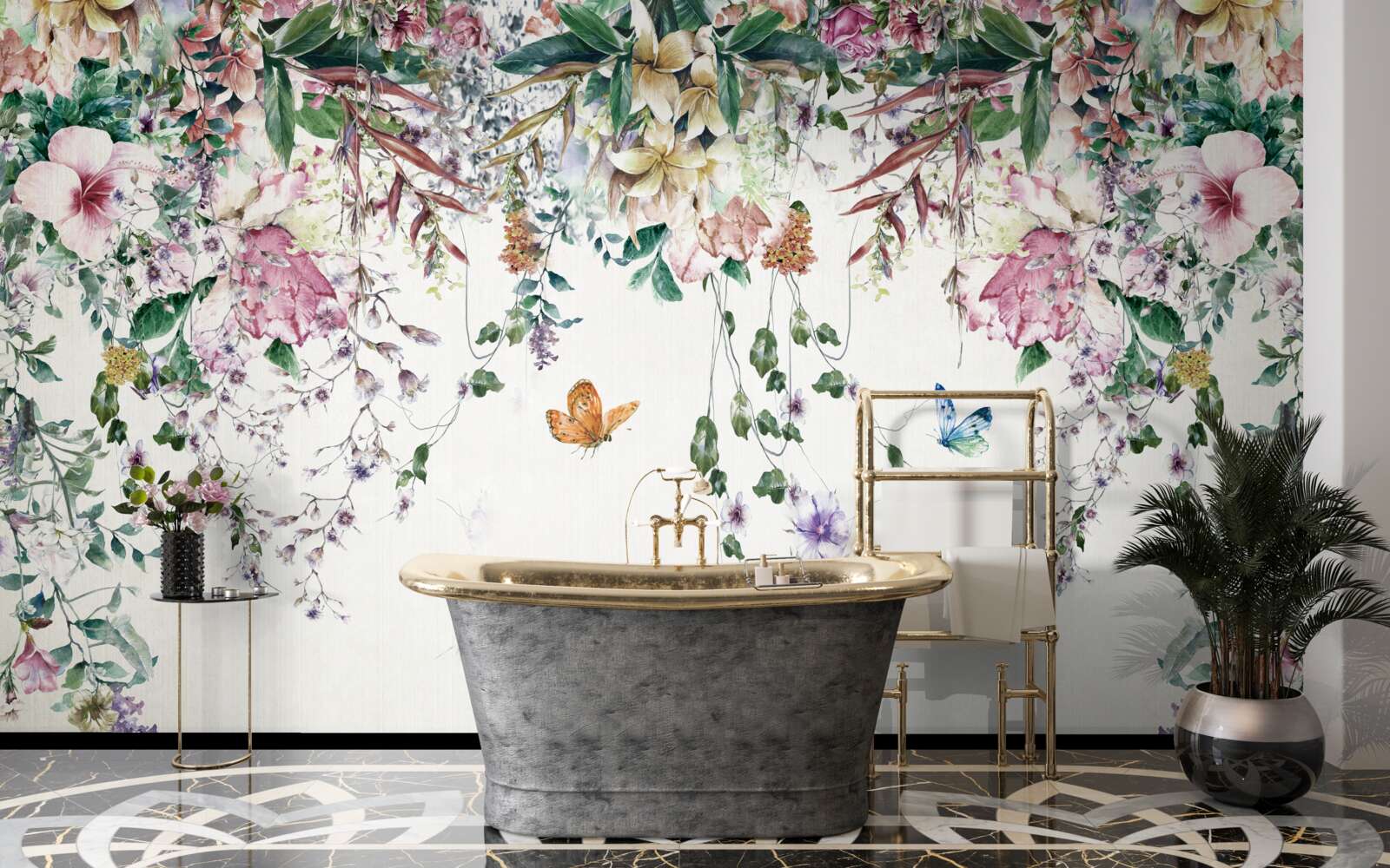 Papier peint un jardin où les plantes de terre s'épanouissent en été