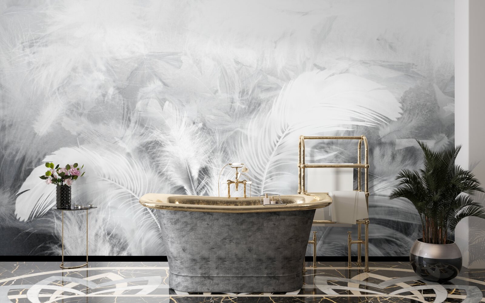 Papier peint les plumes, comme les feuilles des plantes, sont brillantes