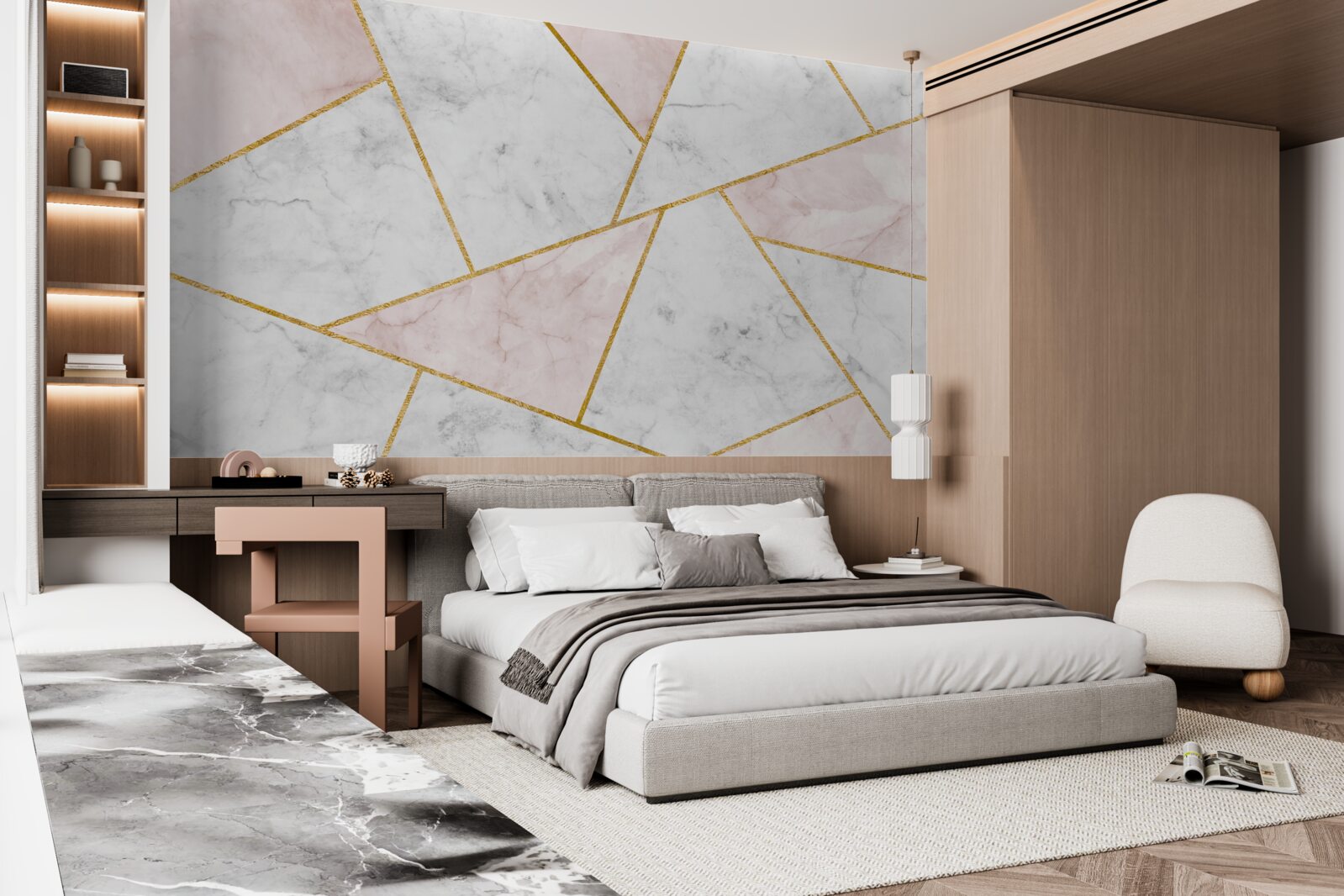 Papier peint marbre gris avec des angles uniformes