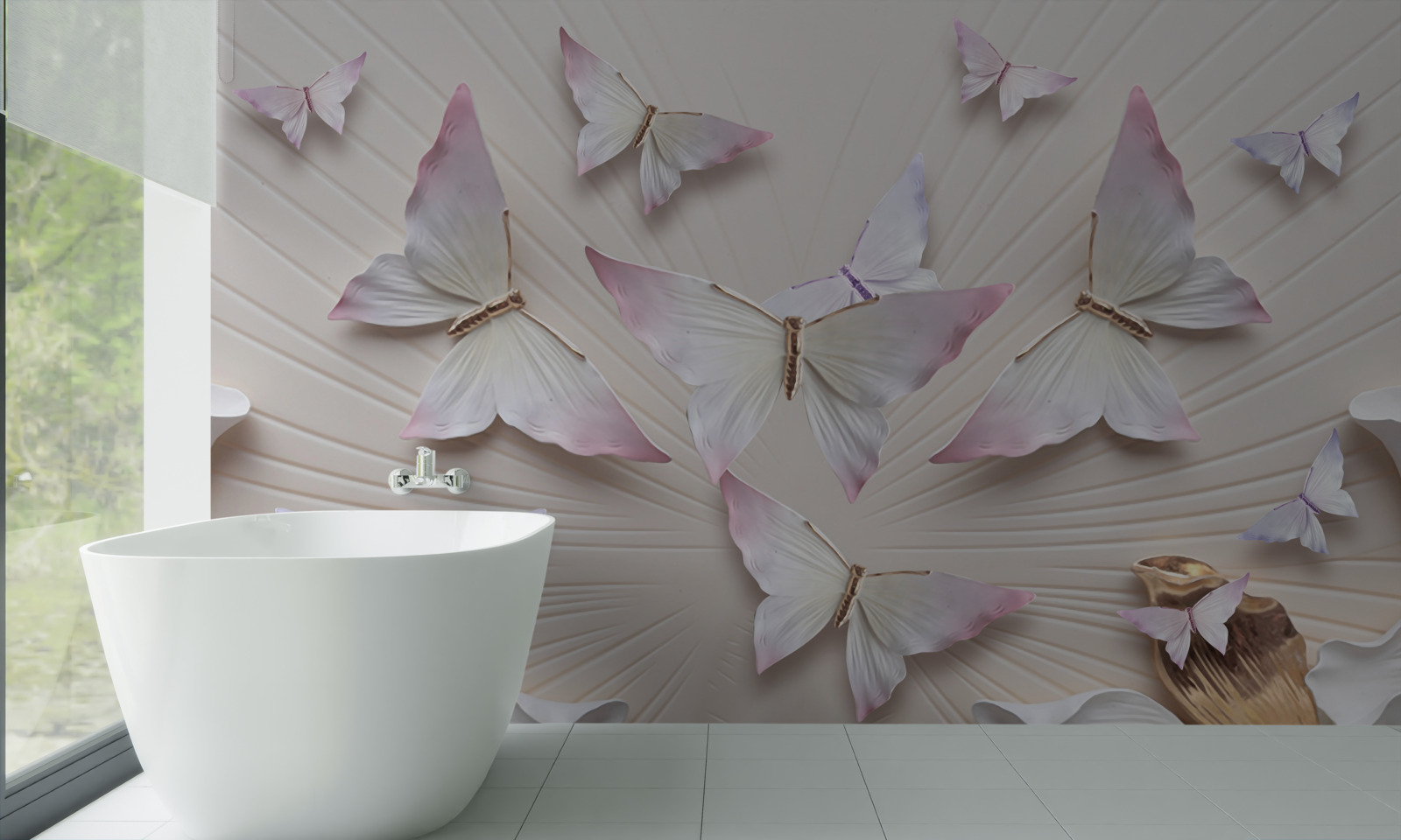 Papier peint volée de papillons s'élevant vers le ciel