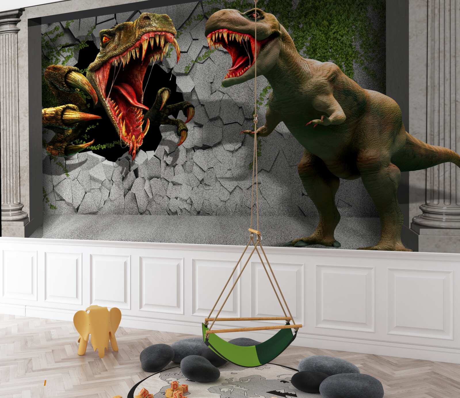 Papier peint dinosaures au comportement agressif